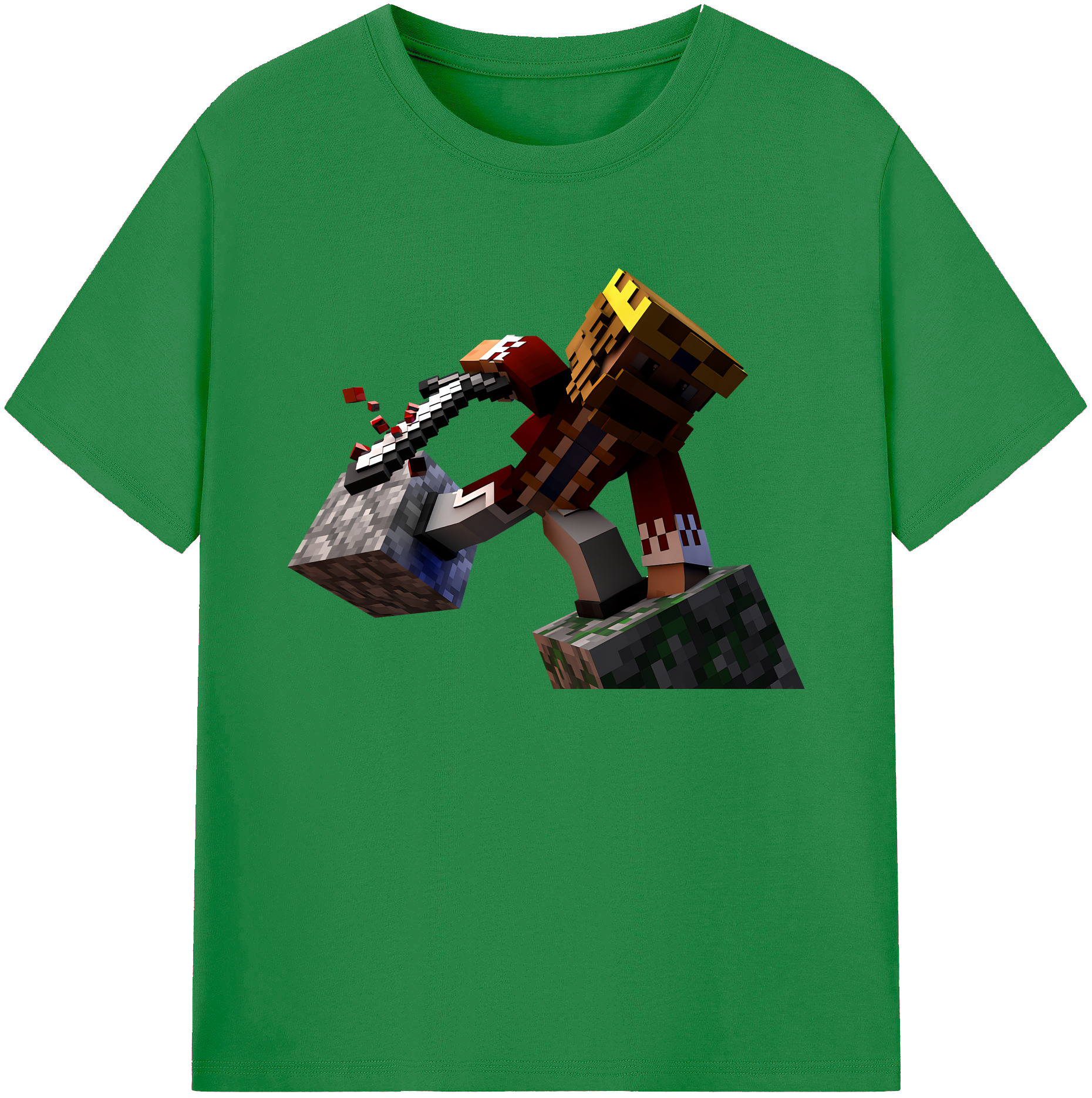 （画像用） マインクラフト ブロックの世界 Minecraft MC Block world 綿100％ メンズ半袖Tシャツ｜肌触りやわらか＆通気性