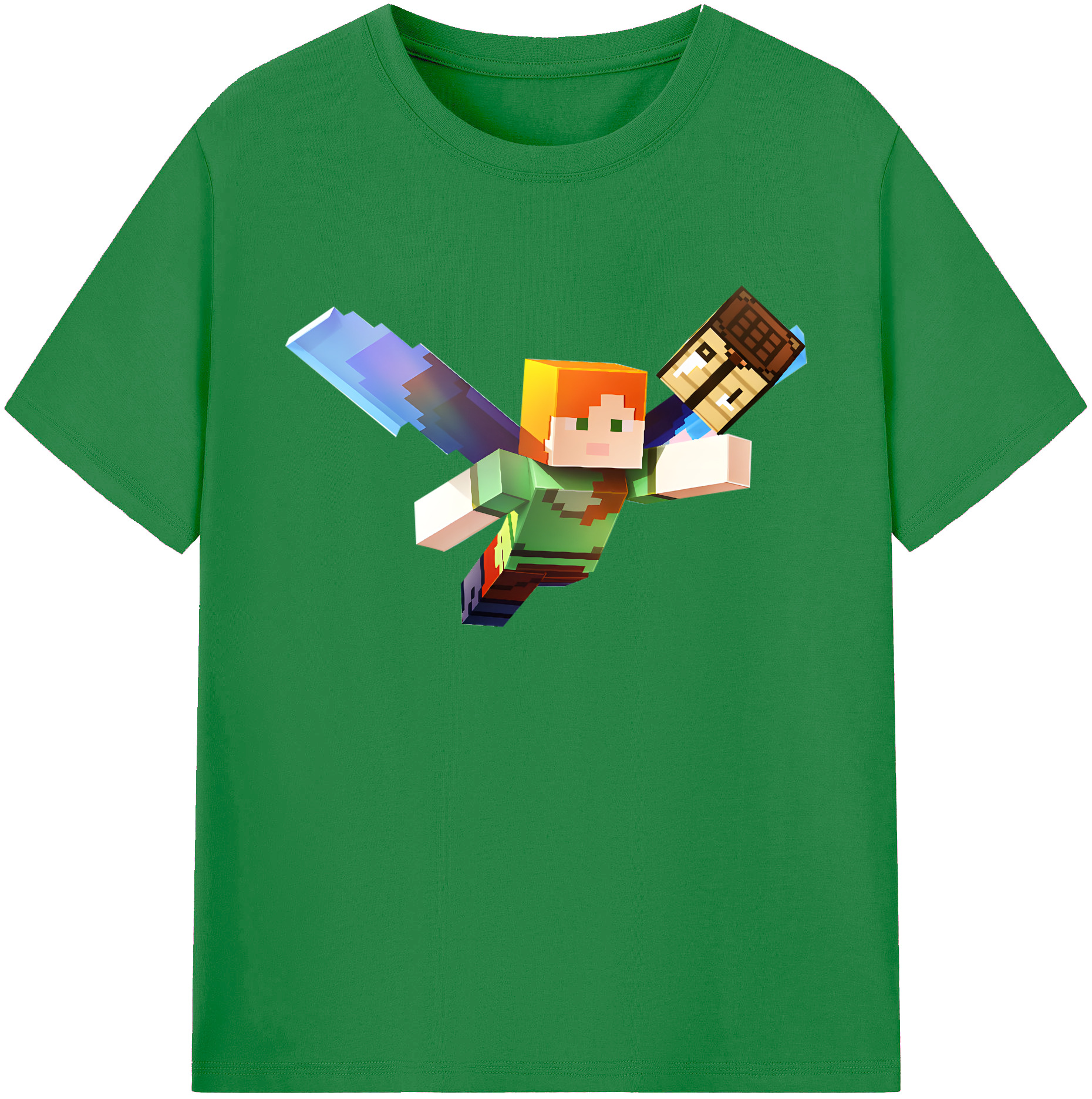 （画像用） マインクラフト ブロックの世界 Minecraft MC Block world 綿100％ メンズ半袖Tシャツ｜肌触りやわらか＆通気性