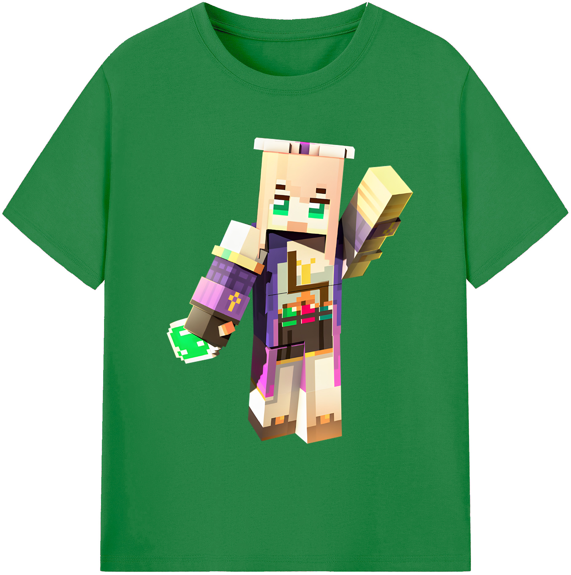 （画像用） マインクラフト ブロックの世界 Minecraft MC Block world 綿100％ メンズ半袖Tシャツ｜肌触りやわらか＆通気性