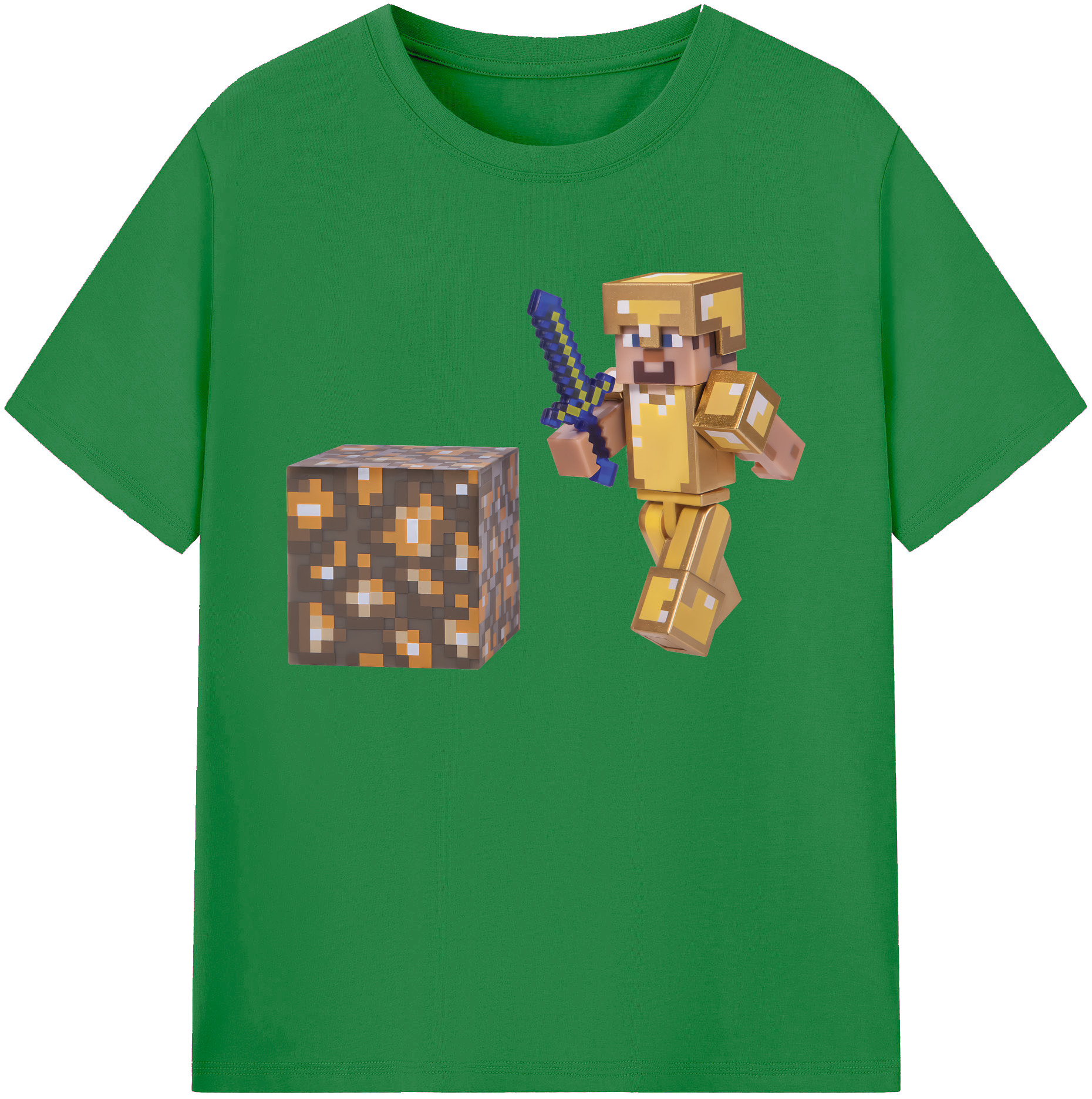 （画像用） マインクラフト ブロックの世界 Minecraft MC Block world 綿100％ メンズ半袖Tシャツ｜肌触りやわらか＆通気性