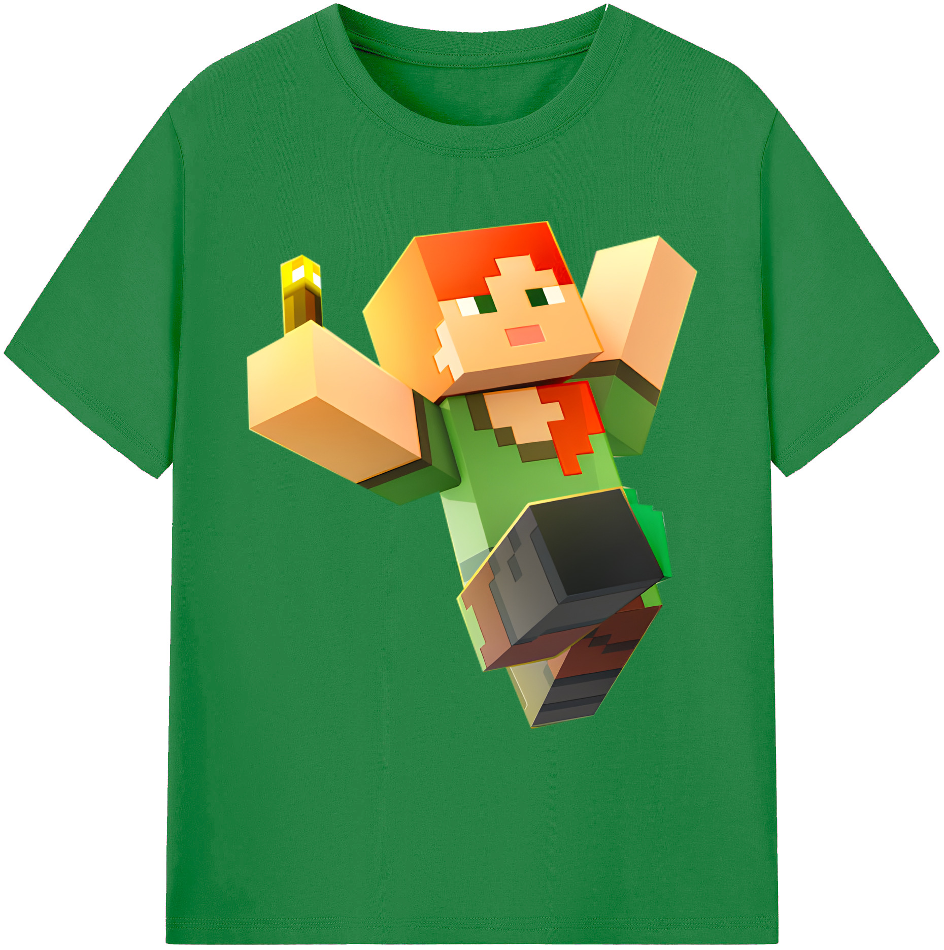 （画像用） マインクラフト ブロックの世界 Minecraft MC Block world 綿100％ メンズ半袖Tシャツ｜肌触りやわらか＆通気性