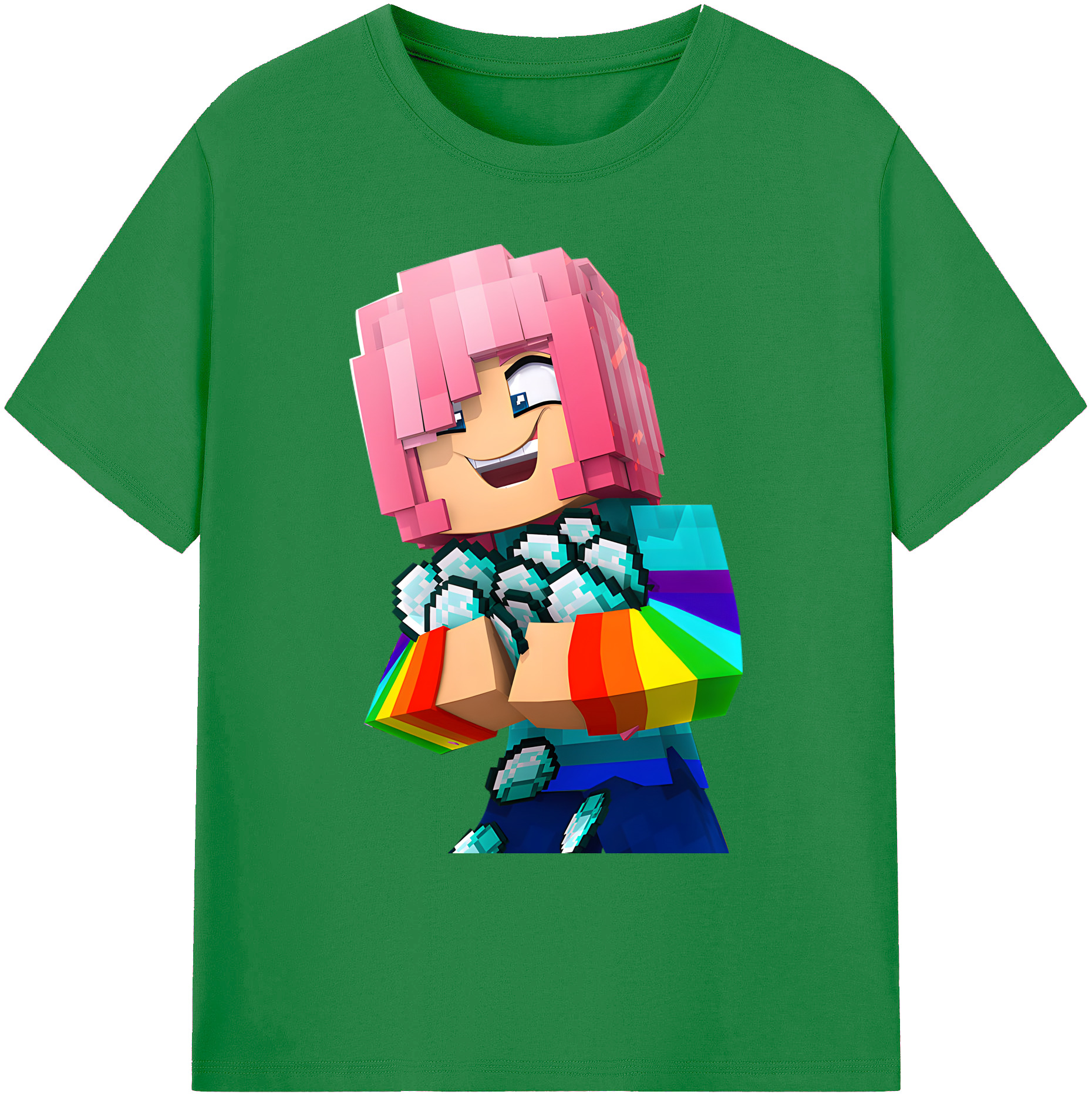 （画像用） マインクラフト ブロックの世界 Minecraft MC Block world 綿100％ メンズ半袖Tシャツ｜肌触りやわらか＆通気性