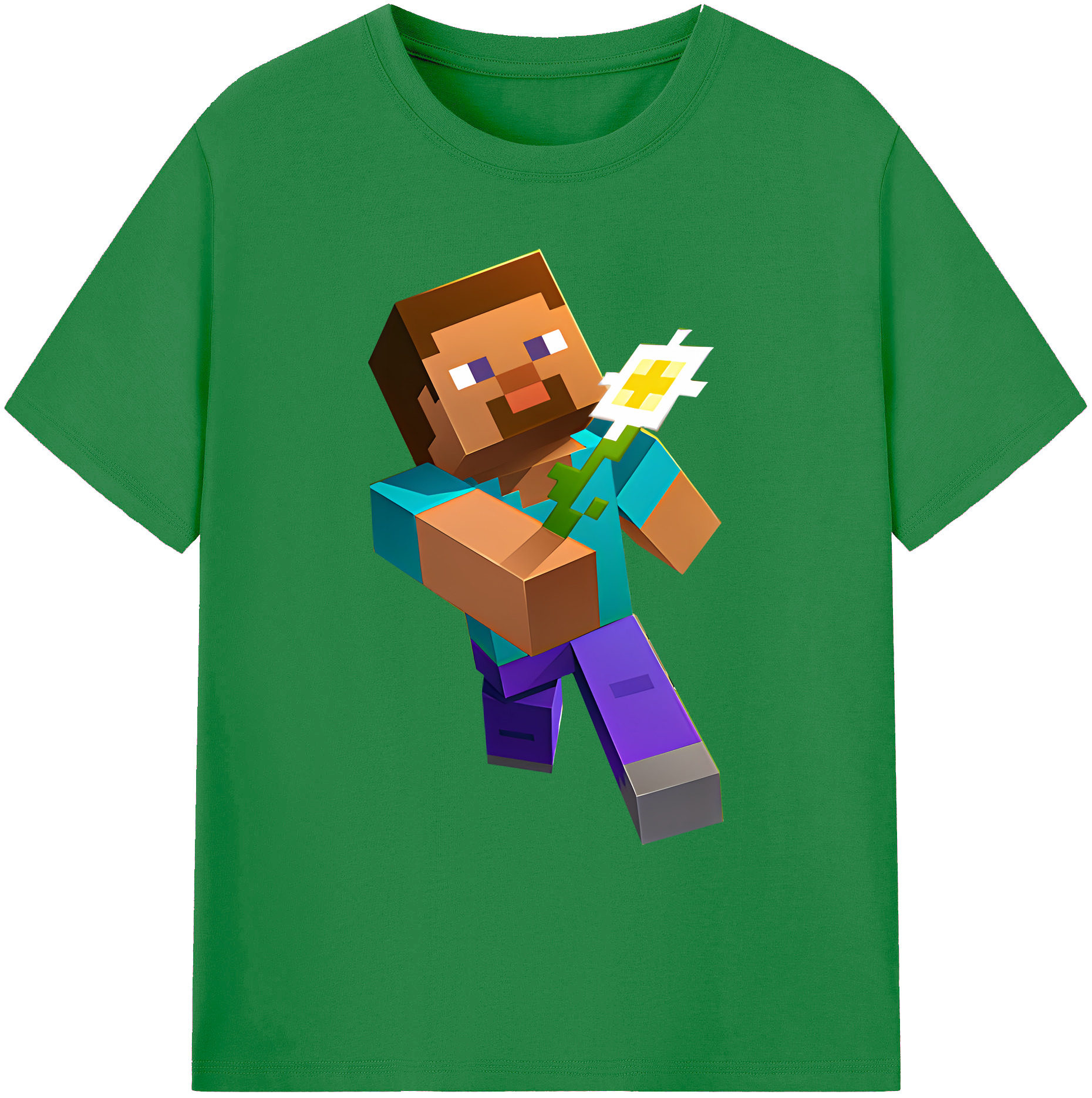 （画像用） マインクラフト ブロックの世界 Minecraft MC Block world 綿100％ メンズ半袖Tシャツ｜肌触りやわらか＆通気性