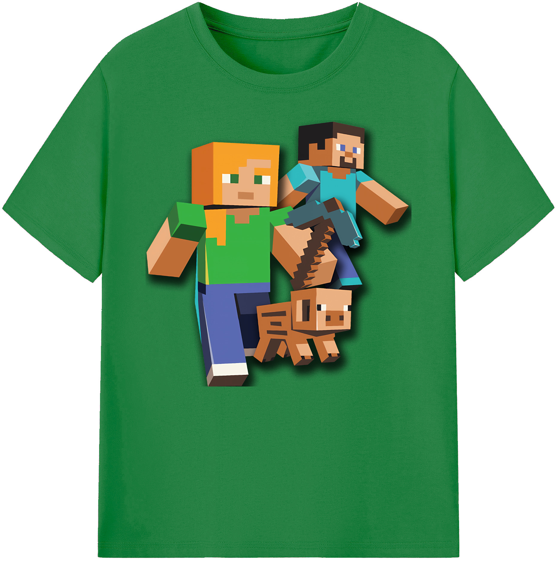 （画像用） マインクラフト ブロックの世界 Minecraft MC Block world 綿100％ メンズ半袖Tシャツ｜肌触りやわらか＆通気性