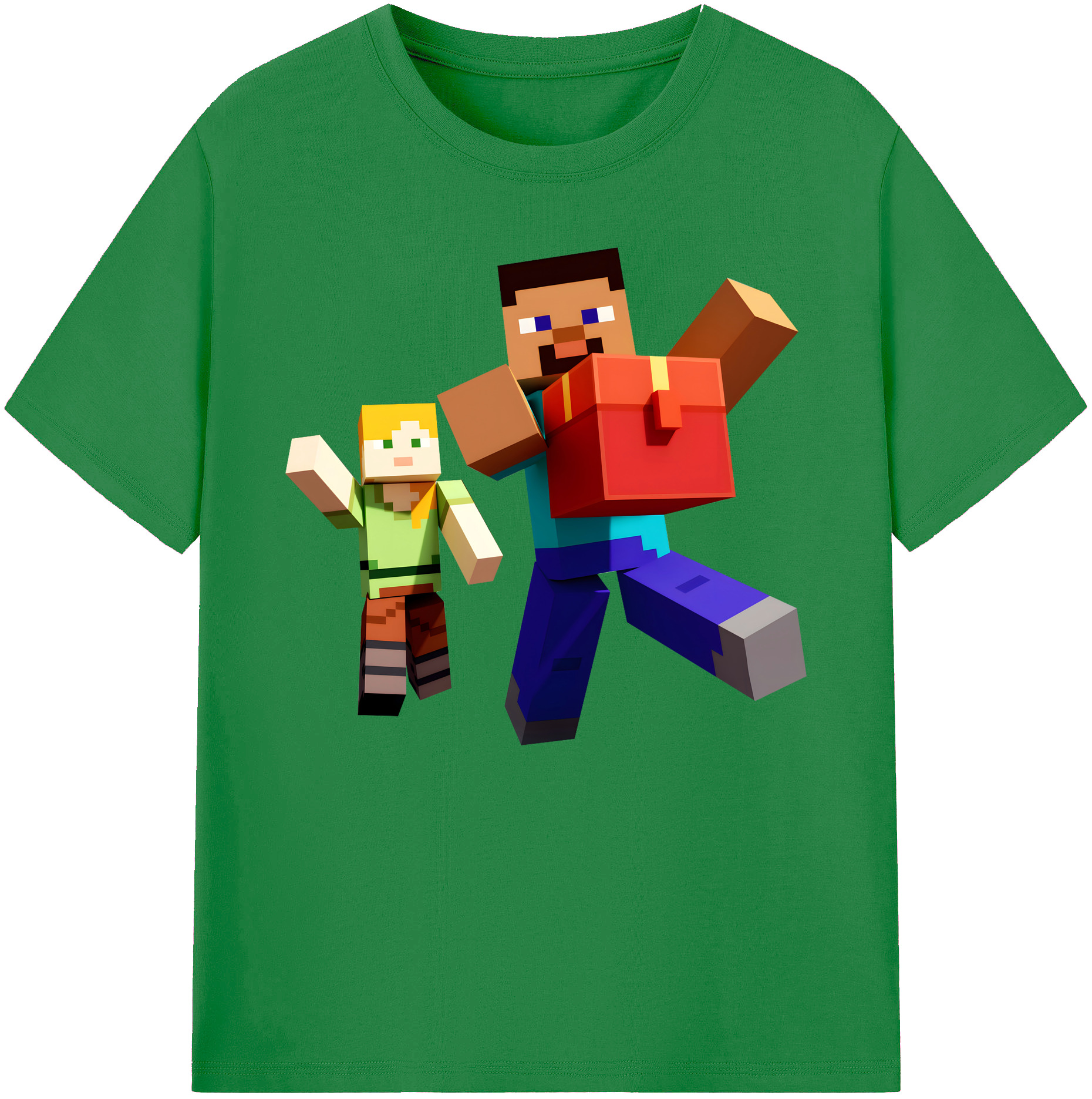 （画像用） マインクラフト ブロックの世界 Minecraft MC Block world 綿100％ メンズ半袖Tシャツ｜肌触りやわらか＆通気性