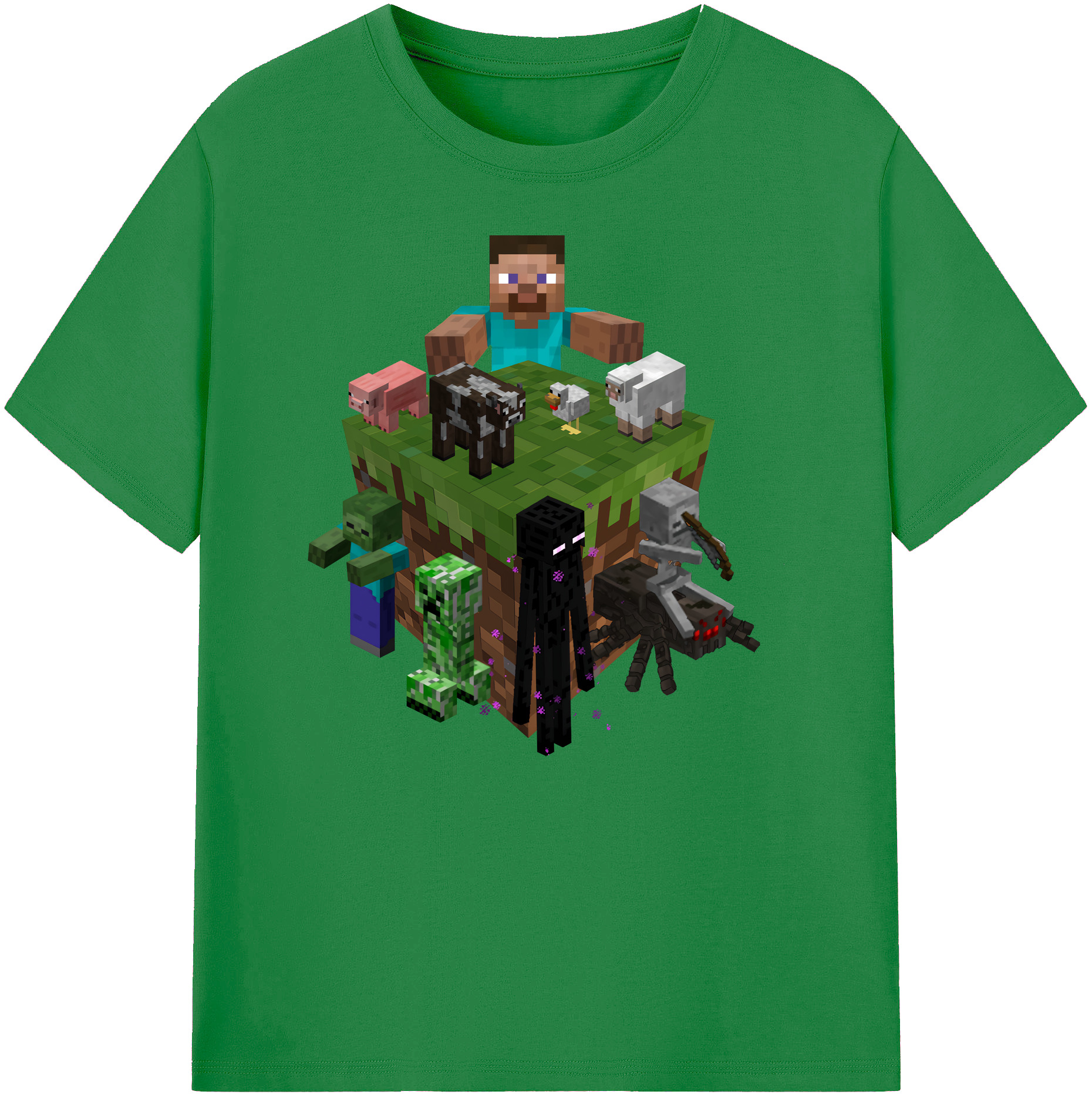 （画像用） マインクラフト ブロックの世界 Minecraft MC Block world 綿100％ メンズ半袖Tシャツ｜肌触りやわらか＆通気性