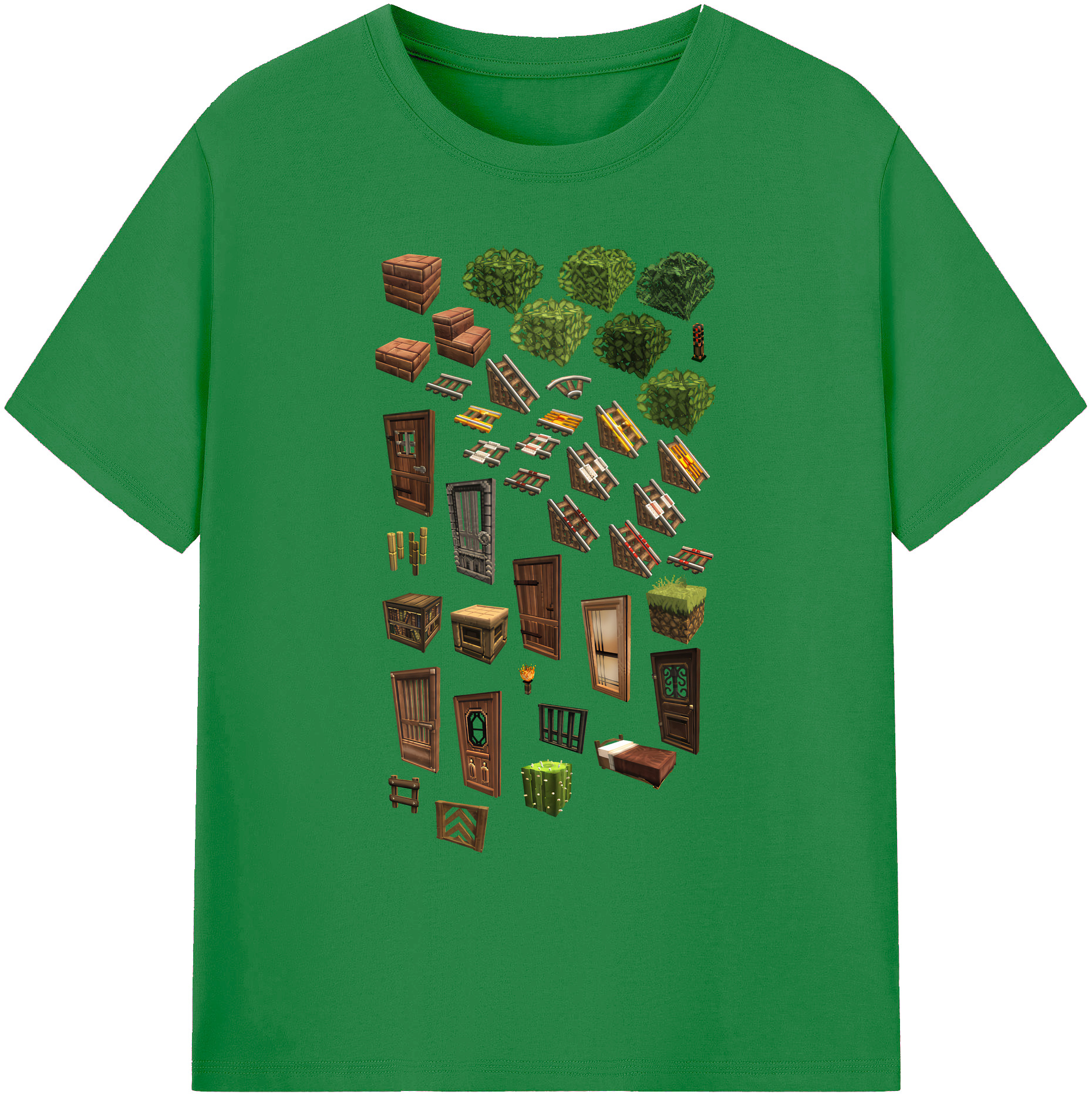 （画像用） マインクラフト ブロックの世界 Minecraft MC Block world 綿100％ メンズ半袖Tシャツ｜肌触りやわらか＆通気性
