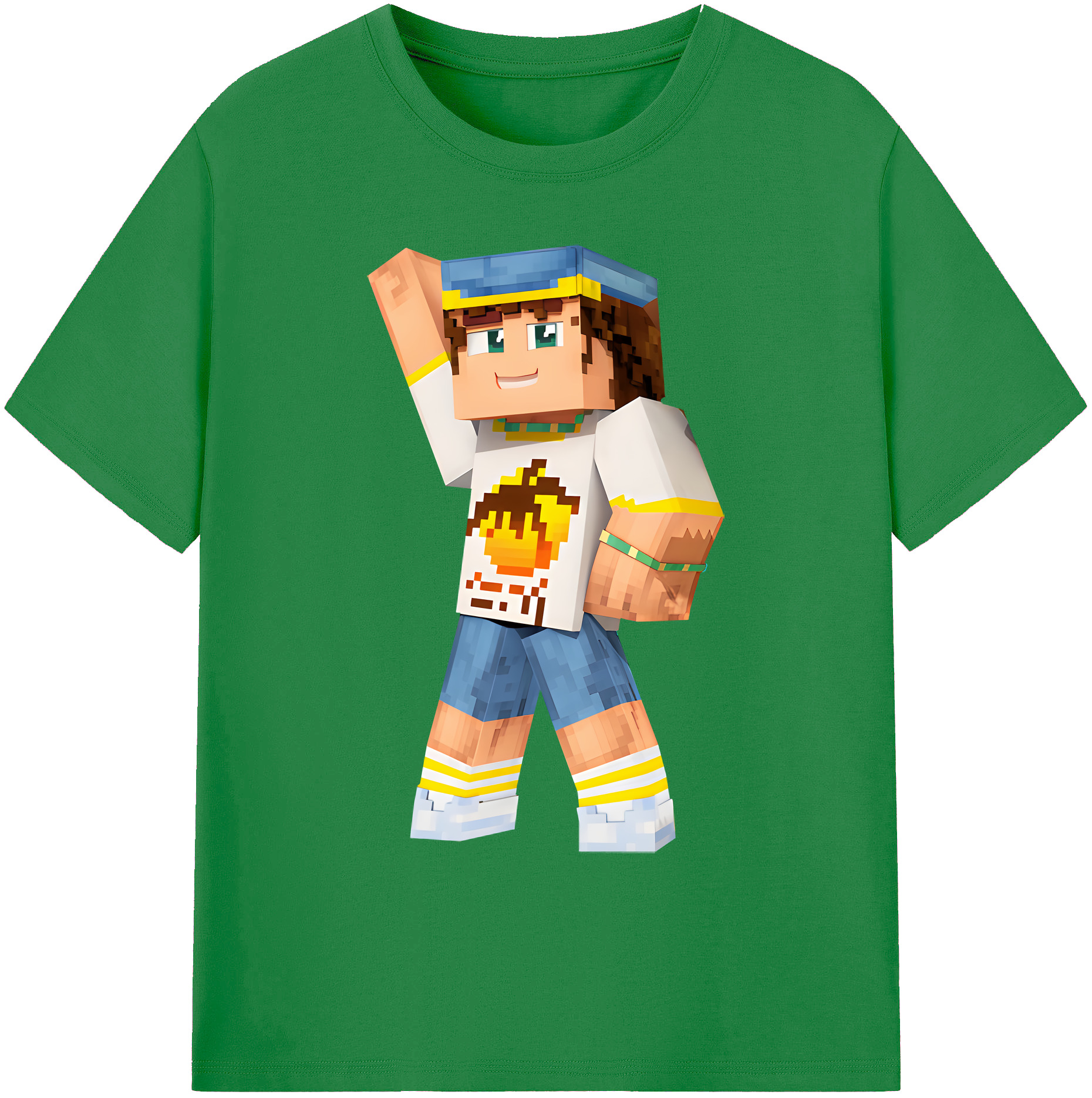 （画像用） マインクラフト ブロックの世界 Minecraft MC Block world 綿100％ メンズ半袖Tシャツ｜肌触りやわらか＆通気性