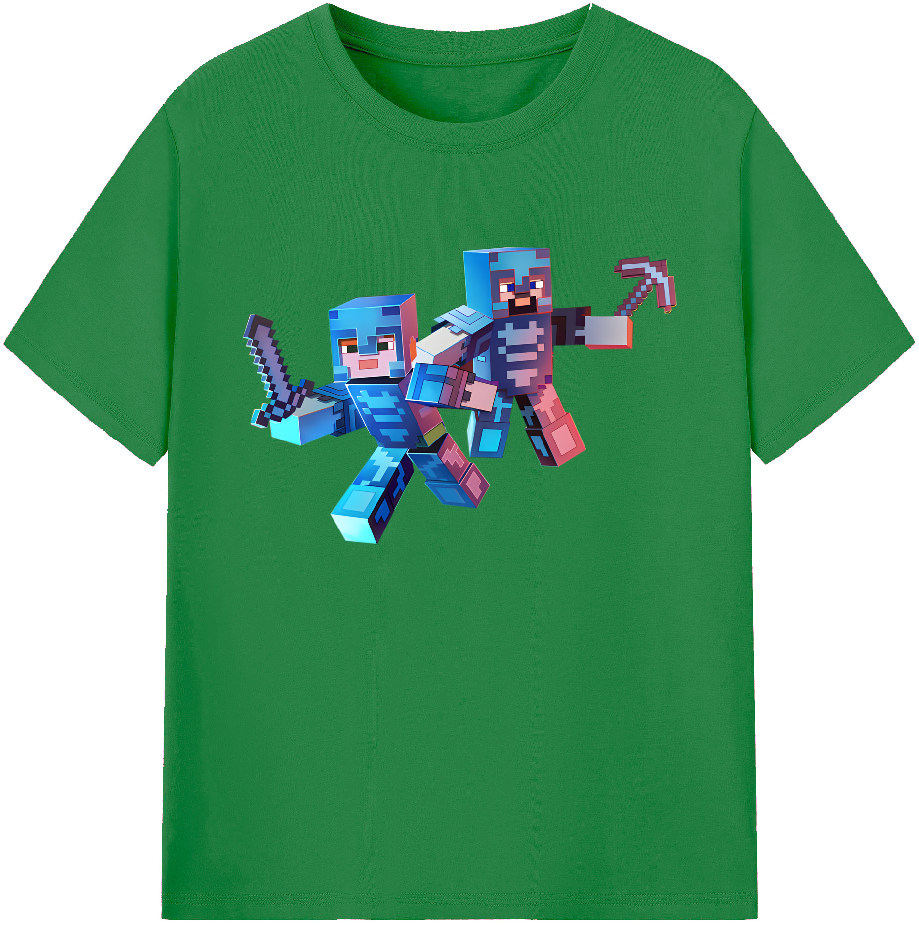 （画像用） マインクラフト ブロックの世界 Minecraft MC Block world 綿100％ メンズ半袖Tシャツ｜肌触りやわらか＆通気性