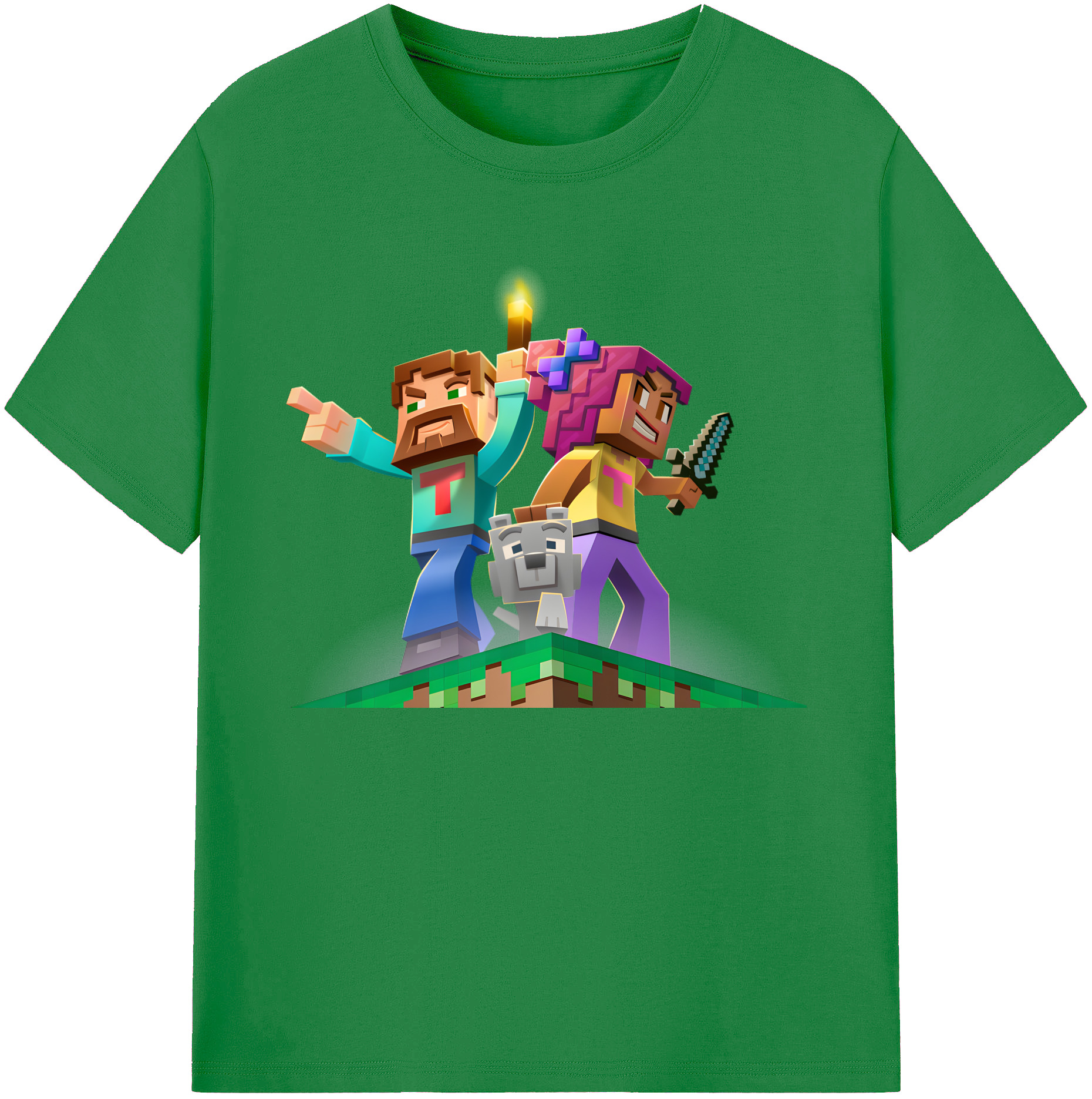 （画像用） マインクラフト ブロックの世界 Minecraft MC Block world 綿100％ メンズ半袖Tシャツ｜肌触りやわらか＆通気性