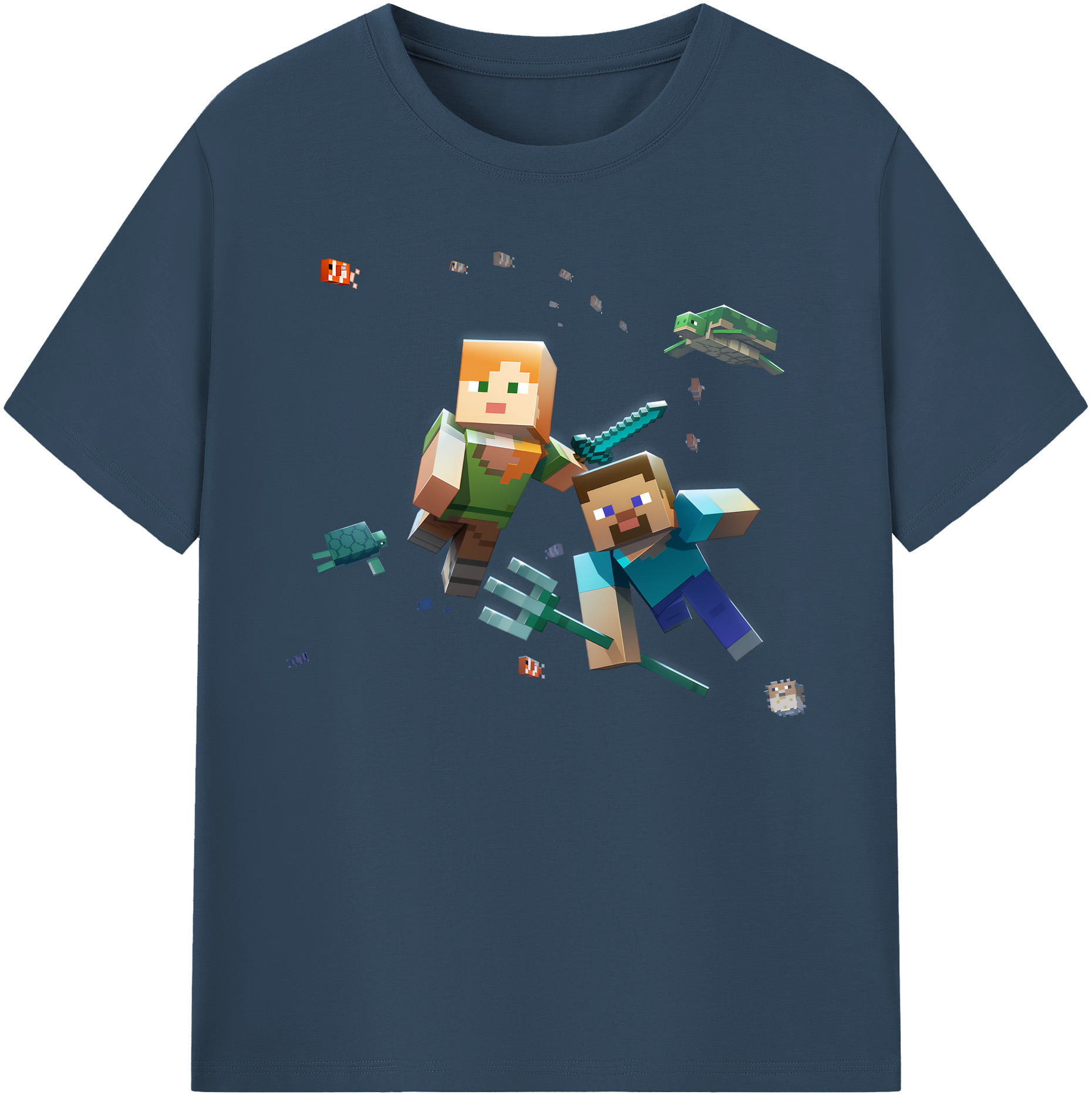 （画像用） マインクラフト ブロックの世界 Minecraft MC Block world 綿100％ メンズ半袖Tシャツ｜肌触りやわらか＆通気性