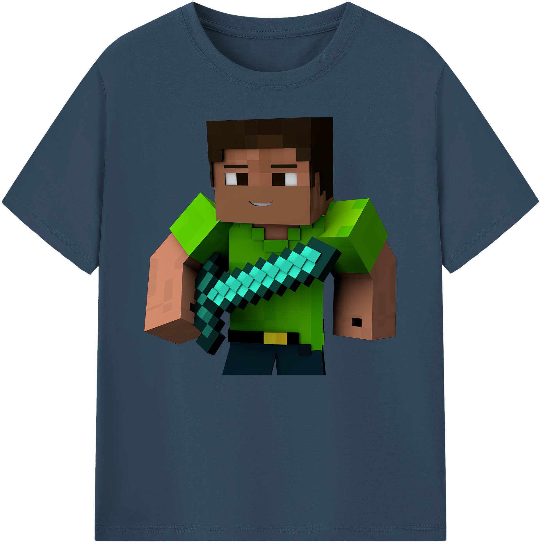（画像用） マインクラフト ブロックの世界 Minecraft MC Block world 綿100％ メンズ半袖Tシャツ｜肌触りやわらか＆通気性