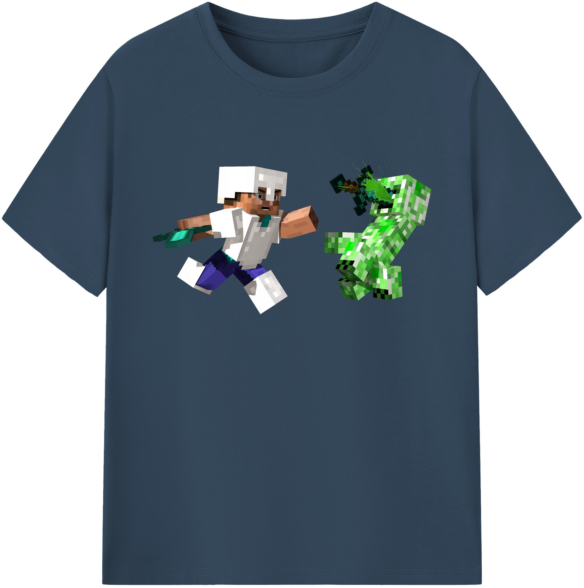 （画像用） マインクラフト ブロックの世界 Minecraft MC Block world 綿100％ メンズ半袖Tシャツ｜肌触りやわらか＆通気性