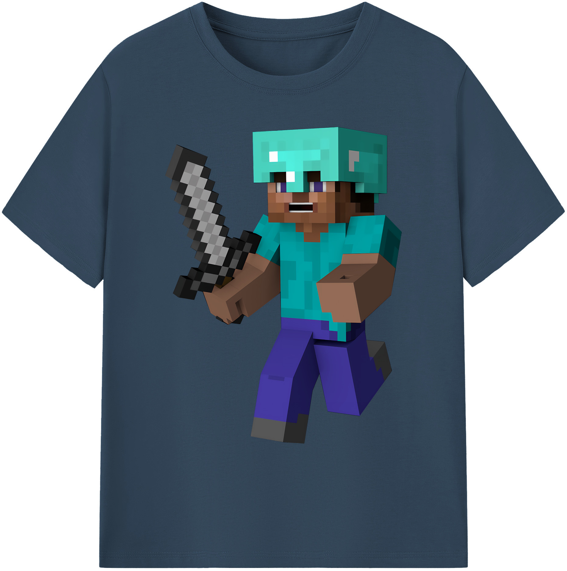 （画像用） マインクラフト ブロックの世界 Minecraft MC Block world 綿100％ メンズ半袖Tシャツ｜肌触りやわらか＆通気性