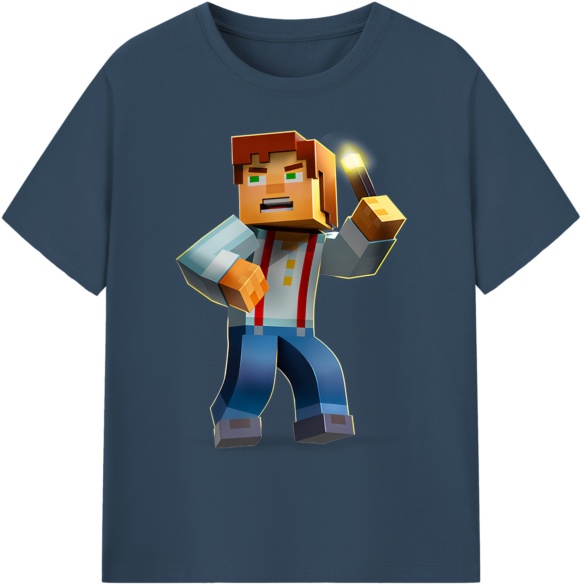 （画像用） マインクラフト ブロックの世界 Minecraft MC Block world 綿100％ メンズ半袖Tシャツ｜肌触りやわらか＆通気性