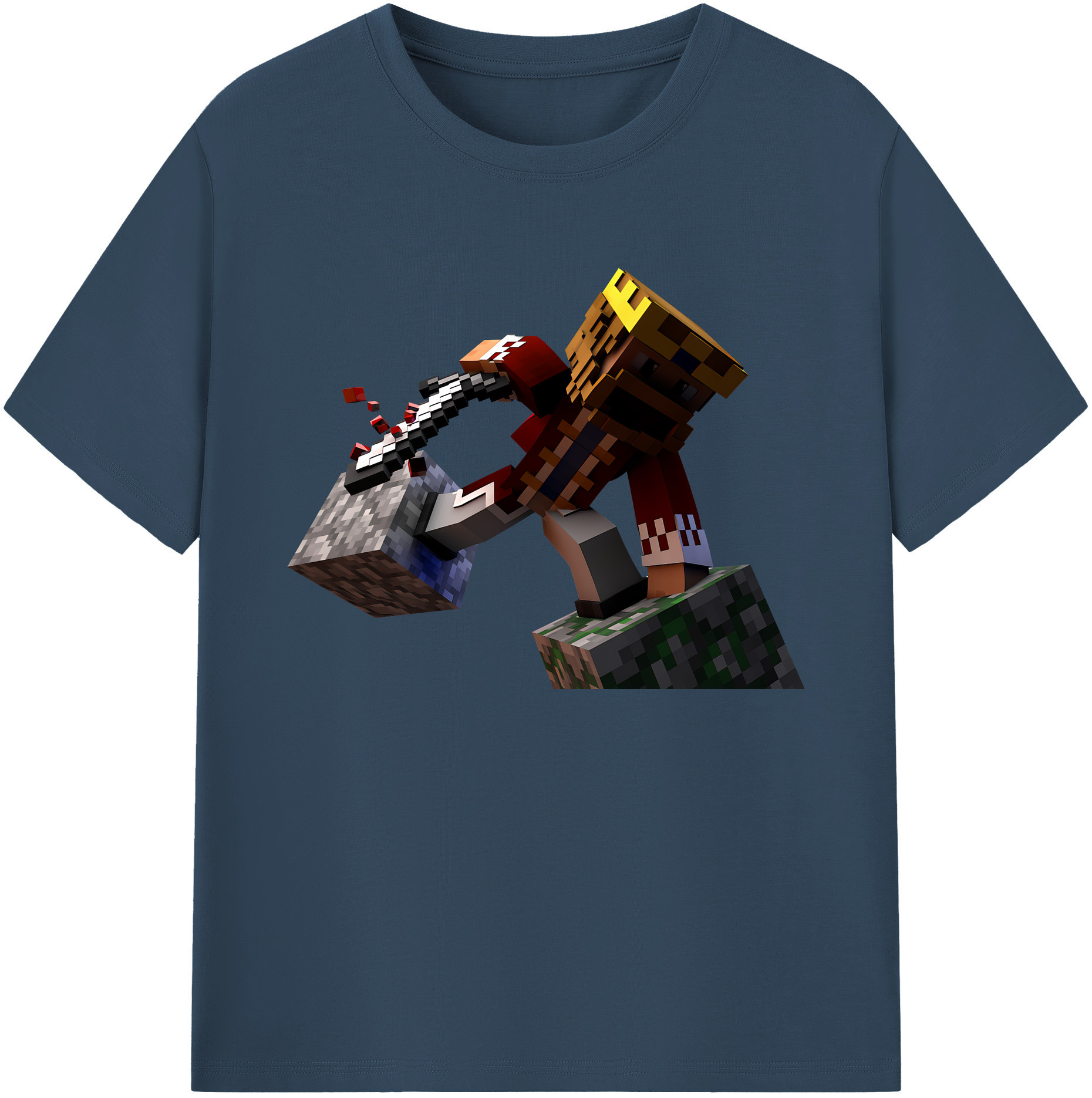 （画像用） マインクラフト ブロックの世界 Minecraft MC Block world 綿100％ メンズ半袖Tシャツ｜肌触りやわらか＆通気性