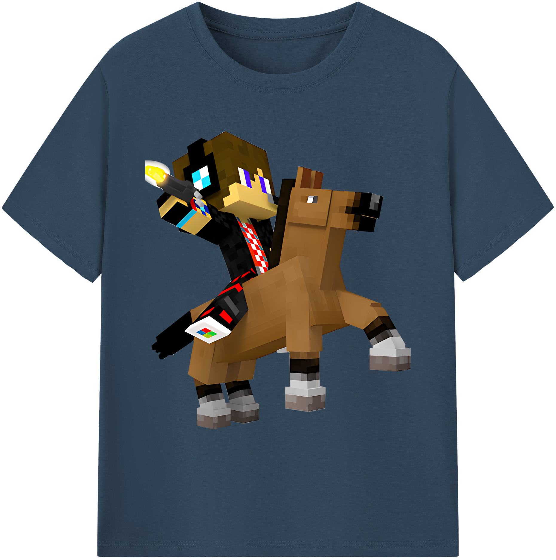 （画像用） マインクラフト ブロックの世界 Minecraft MC Block world 綿100％ メンズ半袖Tシャツ｜肌触りやわらか＆通気性