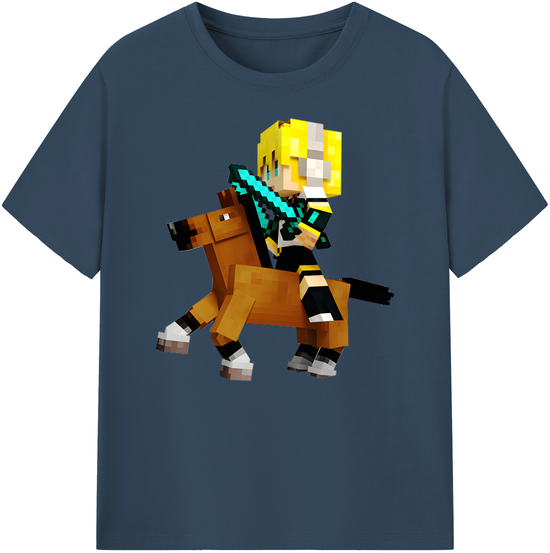 （画像用） マインクラフト ブロックの世界 Minecraft MC Block world 綿100％ メンズ半袖Tシャツ｜肌触りやわらか＆通気性