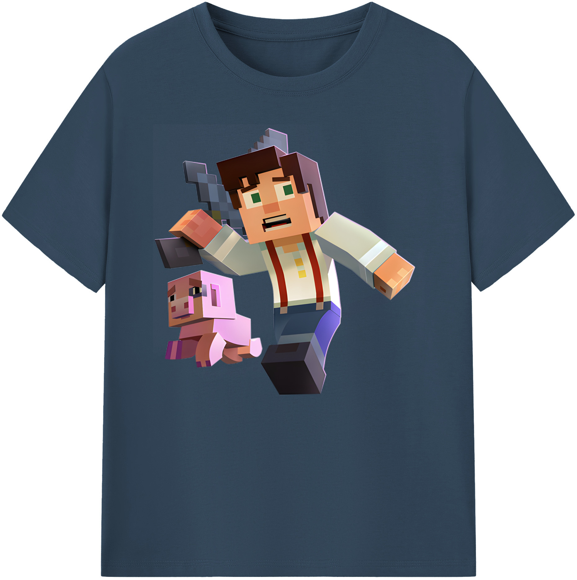 （画像用） マインクラフト ブロックの世界 Minecraft MC Block world 綿100％ メンズ半袖Tシャツ｜肌触りやわらか＆通気性