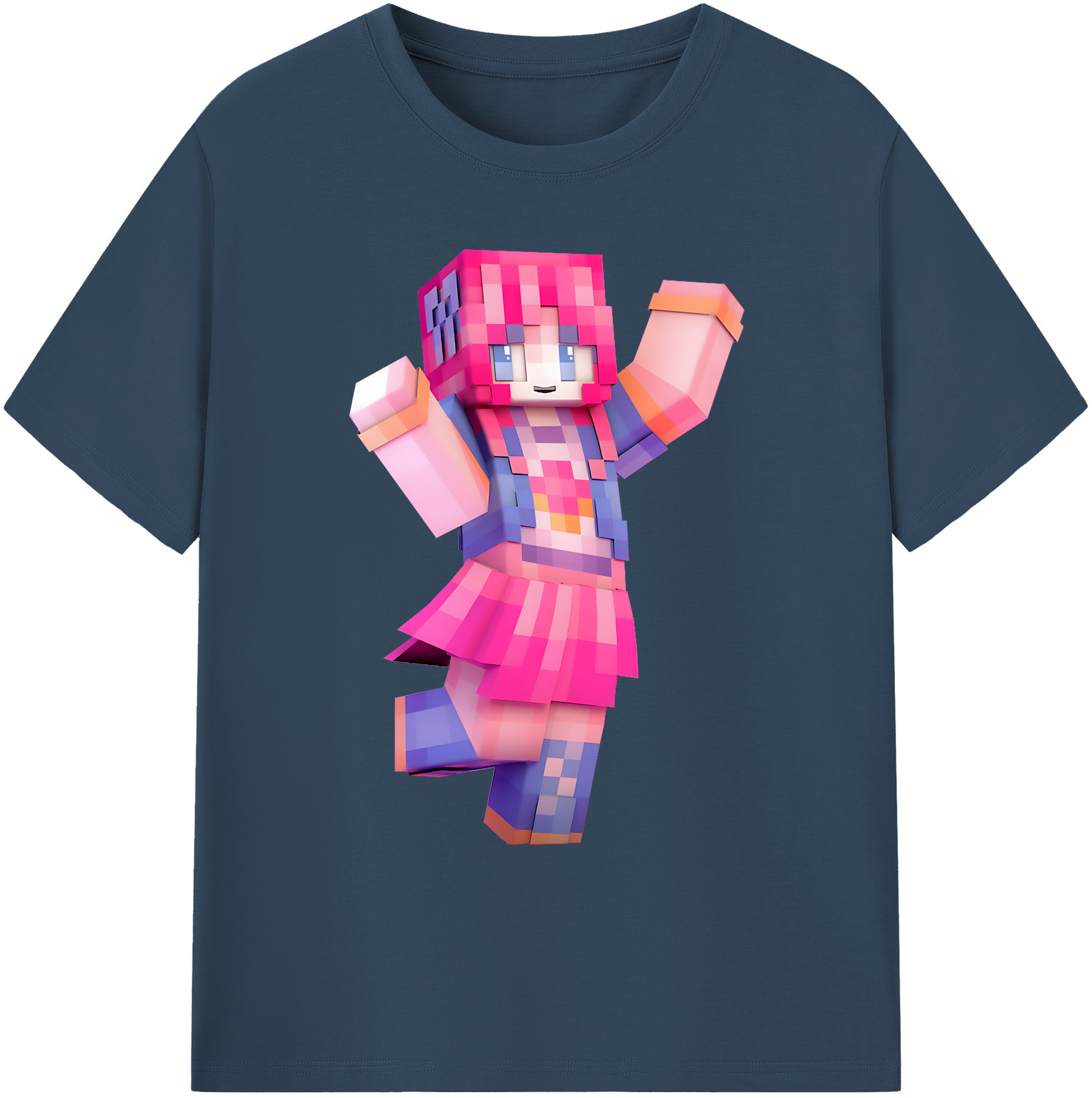 （画像用） マインクラフト ブロックの世界 Minecraft MC Block world 綿100％ メンズ半袖Tシャツ｜肌触りやわらか＆通気性