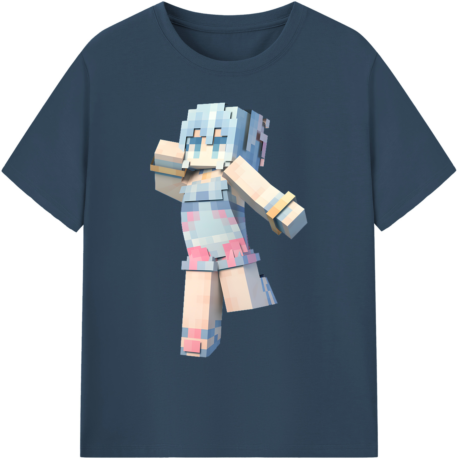 （画像用） マインクラフト ブロックの世界 Minecraft MC Block world 綿100％ メンズ半袖Tシャツ｜肌触りやわらか＆通気性