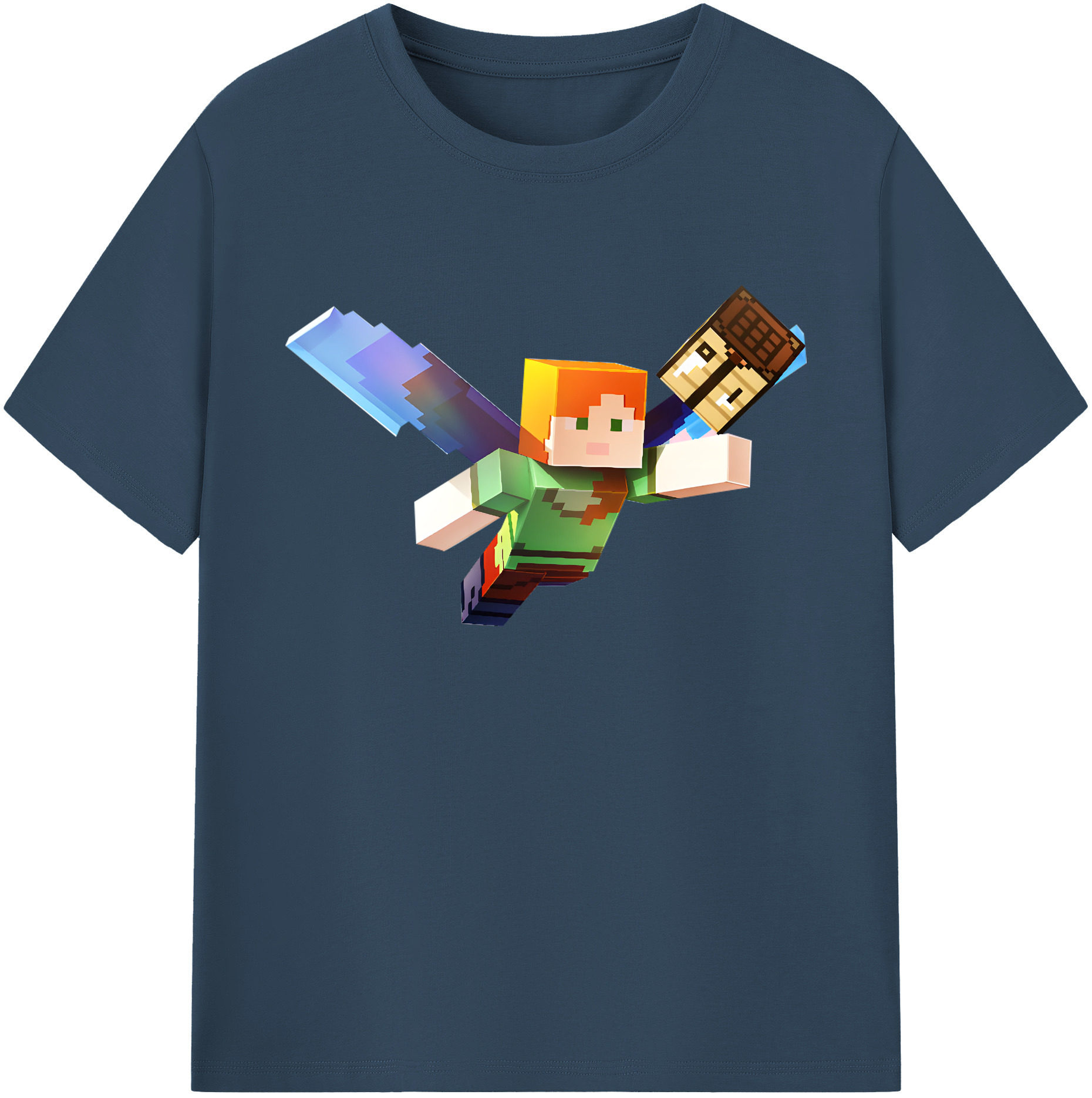 （画像用） マインクラフト ブロックの世界 Minecraft MC Block world 綿100％ メンズ半袖Tシャツ｜肌触りやわらか＆通気性
