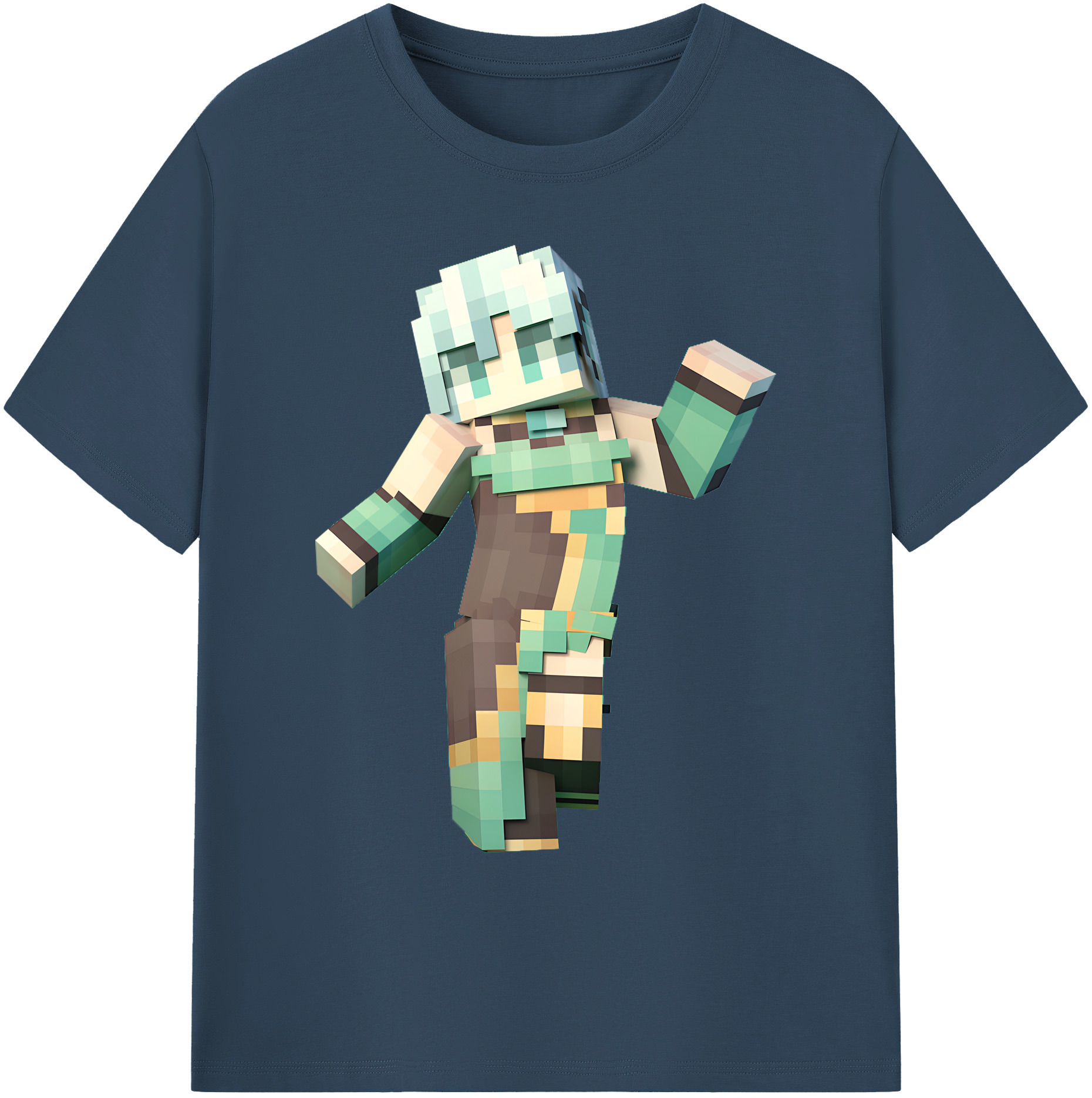 （画像用） マインクラフト ブロックの世界 Minecraft MC Block world 綿100％ メンズ半袖Tシャツ｜肌触りやわらか＆通気性