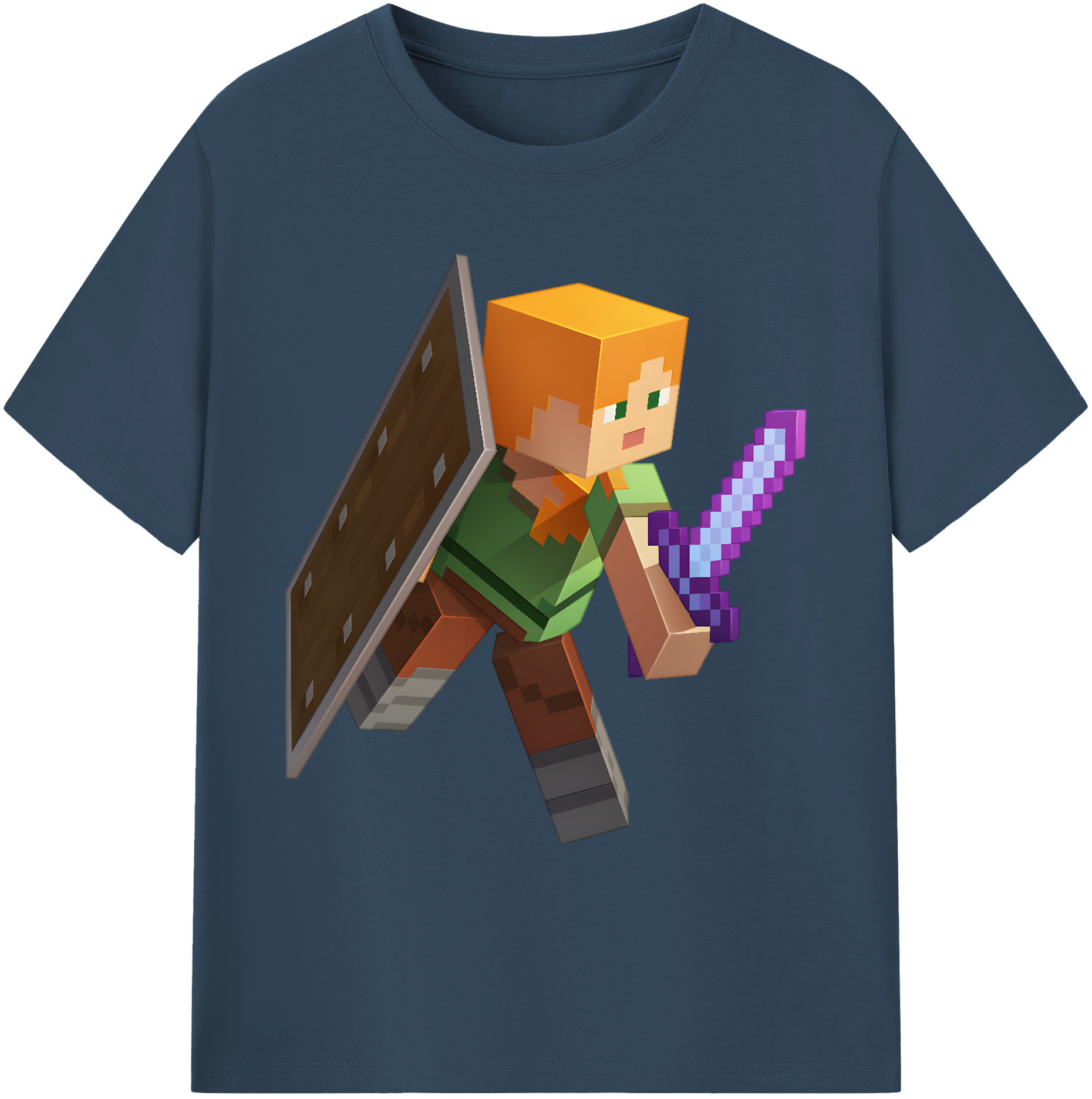 （画像用） マインクラフト ブロックの世界 Minecraft MC Block world 綿100％ メンズ半袖Tシャツ｜肌触りやわらか＆通気性