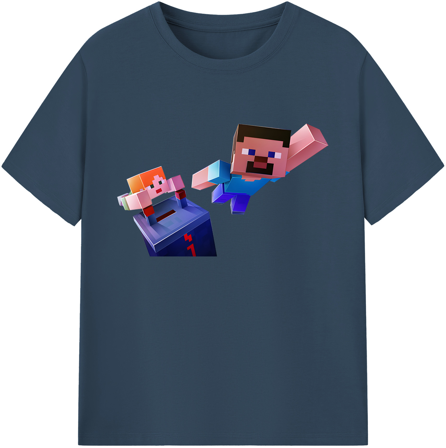 （画像用） マインクラフト ブロックの世界 Minecraft MC Block world 綿100％ メンズ半袖Tシャツ｜肌触りやわらか＆通気性