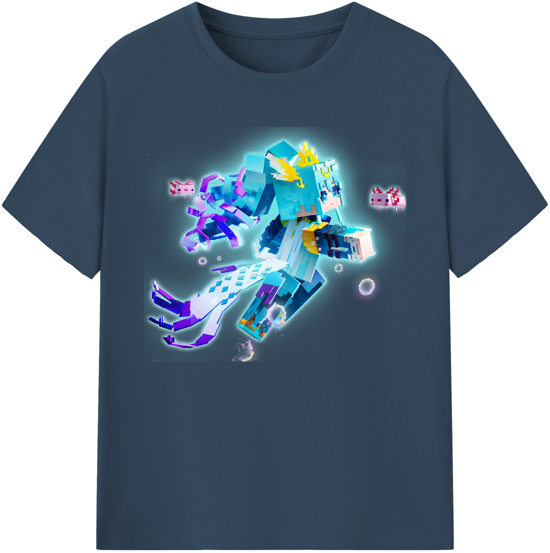 （画像用） マインクラフト ブロックの世界 Minecraft MC Block world 綿100％ メンズ半袖Tシャツ｜肌触りやわらか＆通気性