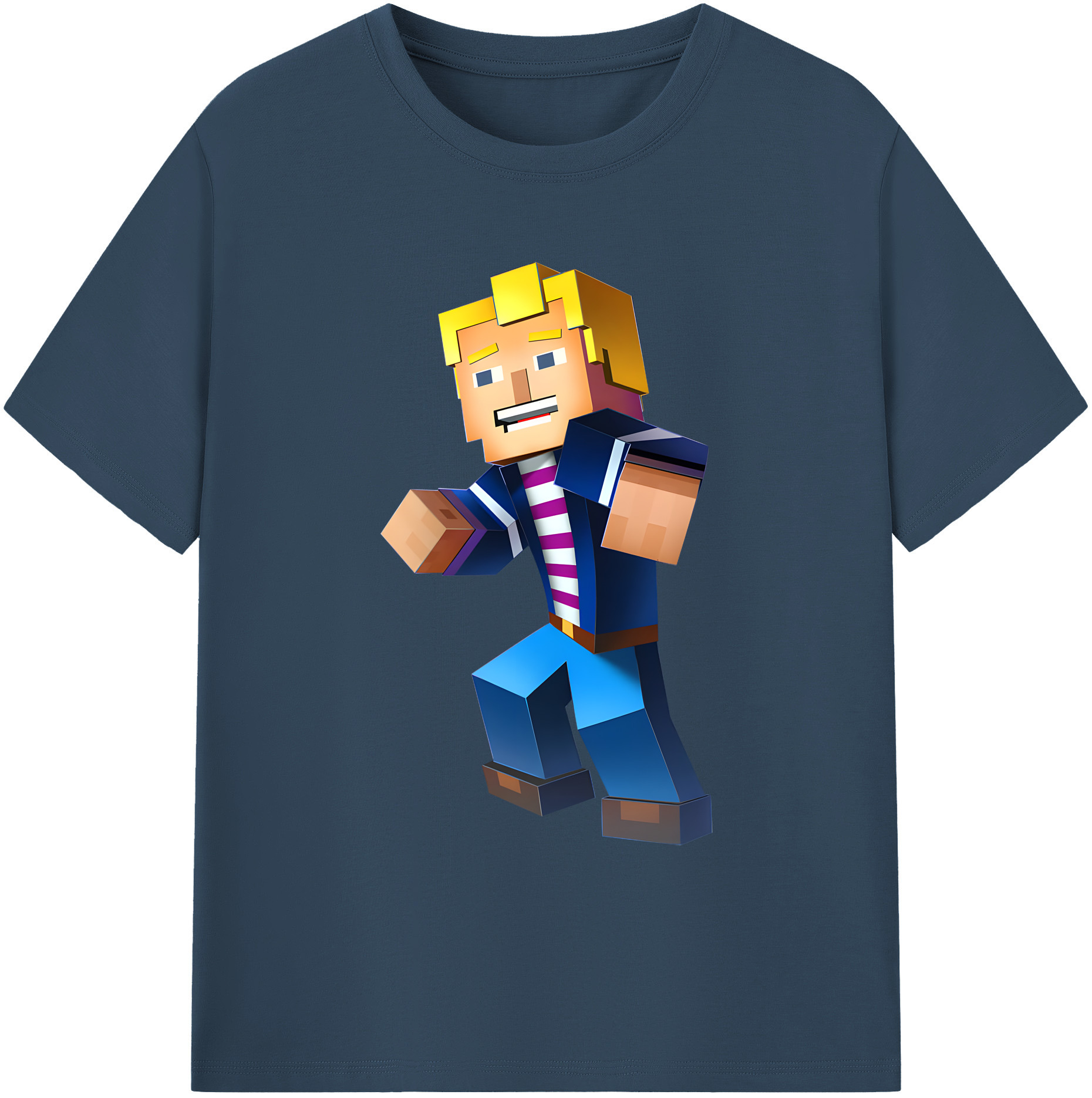 （画像用） マインクラフト ブロックの世界 Minecraft MC Block world 綿100％ メンズ半袖Tシャツ｜肌触りやわらか＆通気性