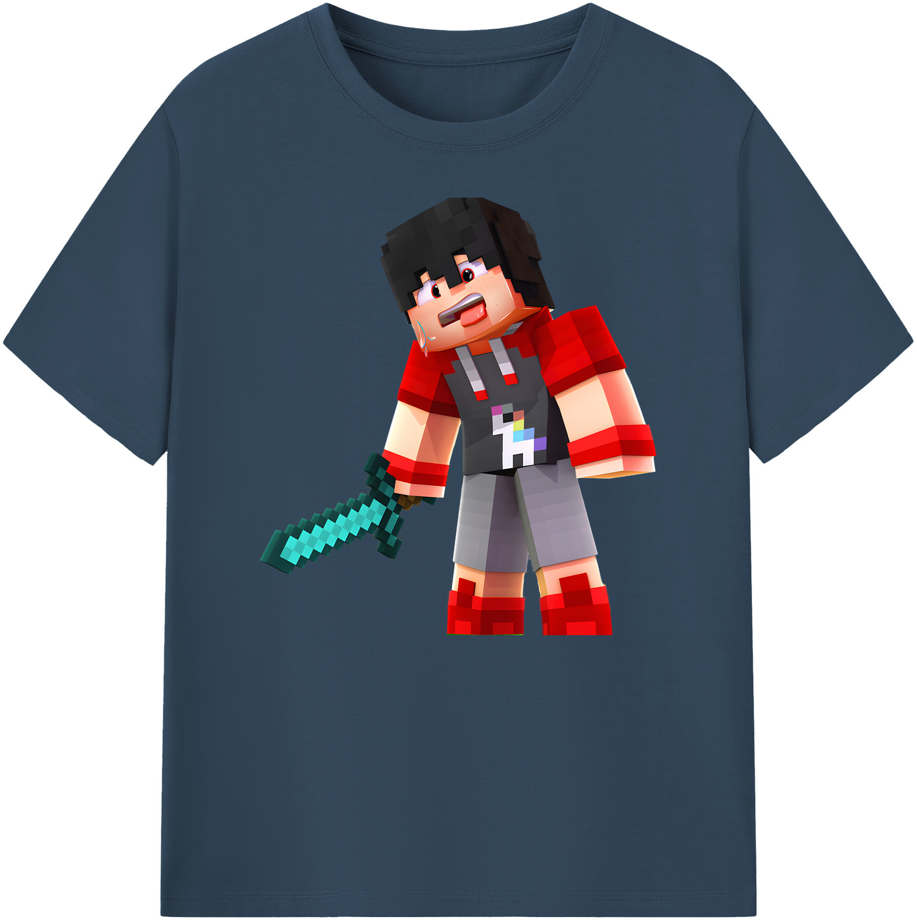 （画像用） マインクラフト ブロックの世界 Minecraft MC Block world 綿100％ メンズ半袖Tシャツ｜肌触りやわらか＆通気性