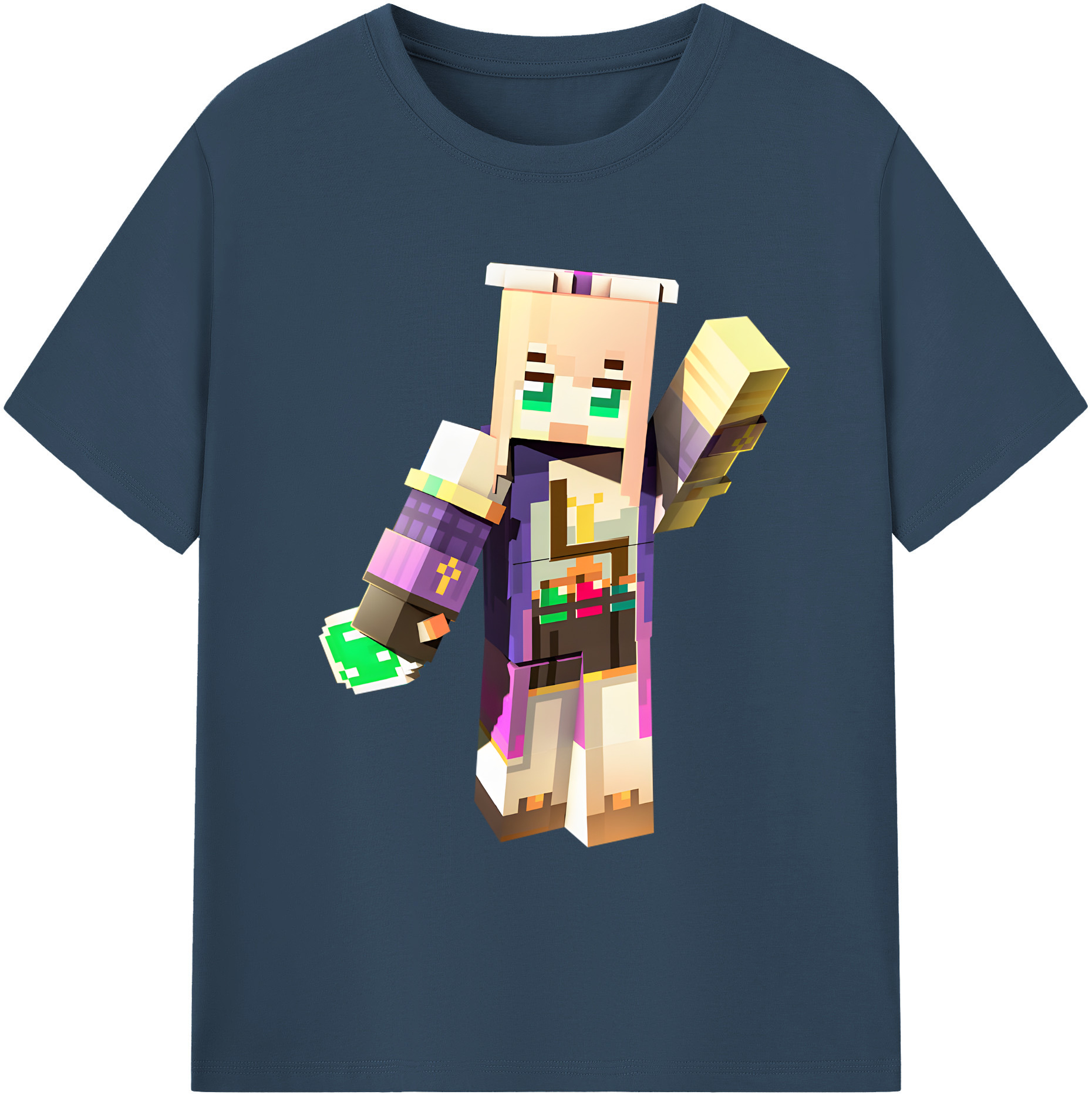 （画像用） マインクラフト ブロックの世界 Minecraft MC Block world 綿100％ メンズ半袖Tシャツ｜肌触りやわらか＆通気性