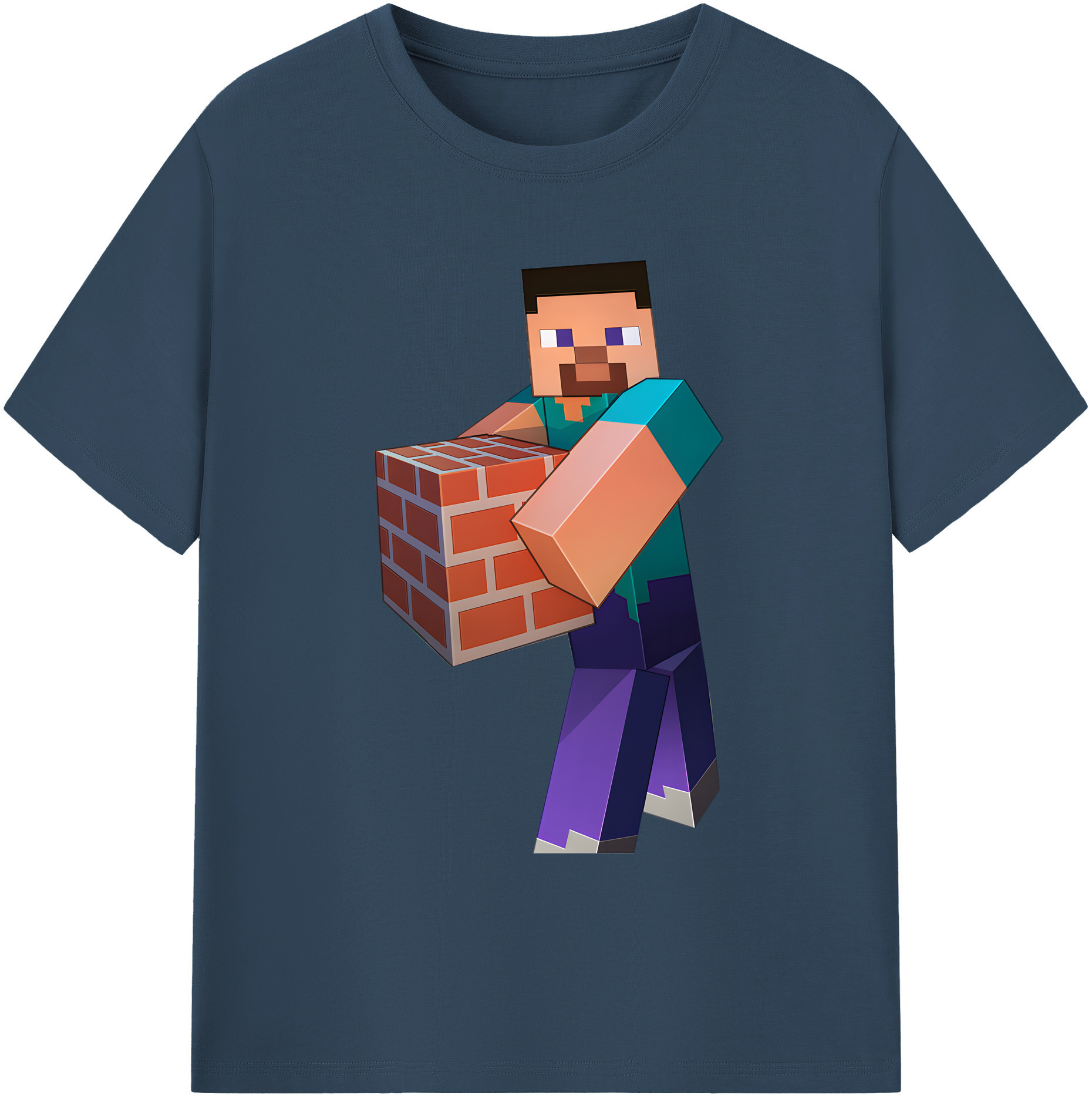 （画像用） マインクラフト ブロックの世界 Minecraft MC Block world 綿100％ メンズ半袖Tシャツ｜肌触りやわらか＆通気性