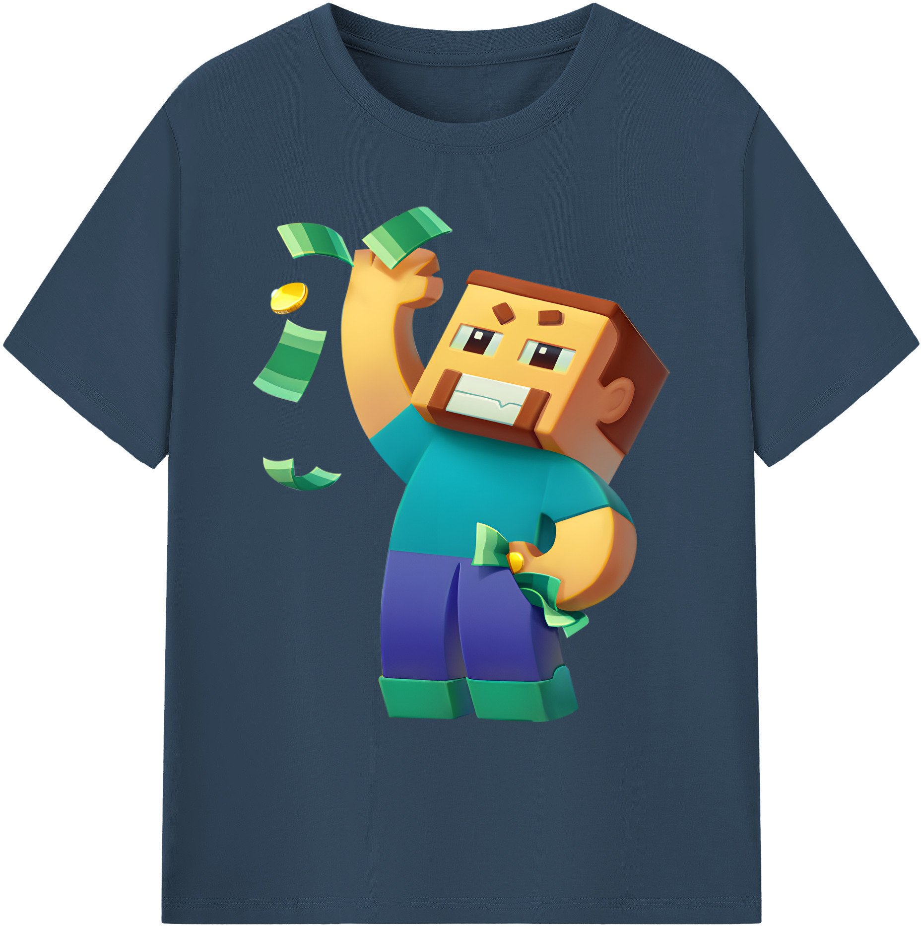 （画像用） マインクラフト ブロックの世界 Minecraft MC Block world 綿100％ メンズ半袖Tシャツ｜肌触りやわらか＆通気性