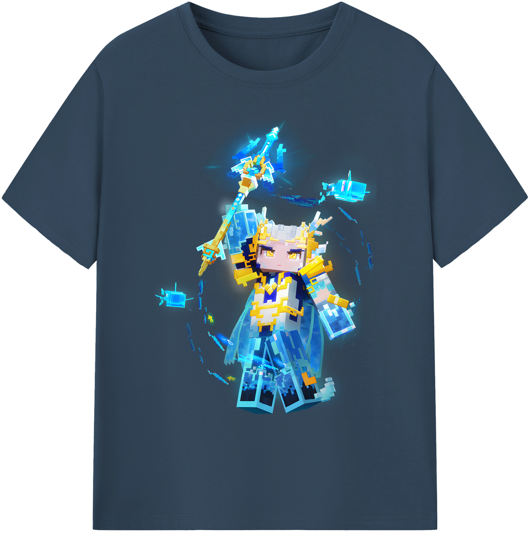 （画像用） マインクラフト ブロックの世界 Minecraft MC Block world 綿100％ メンズ半袖Tシャツ｜肌触りやわらか＆通気性