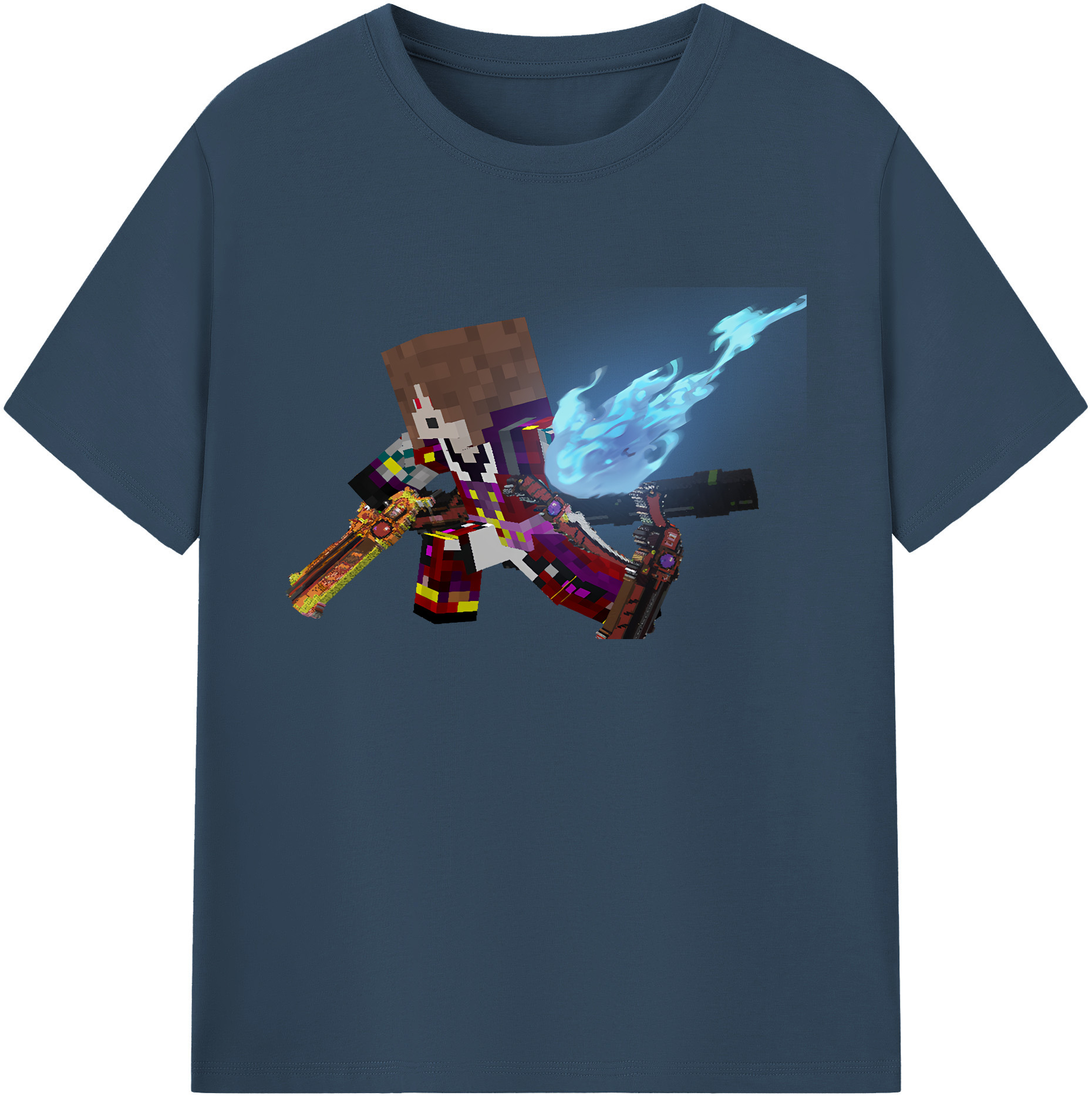 （画像用） マインクラフト ブロックの世界 Minecraft MC Block world 綿100％ メンズ半袖Tシャツ｜肌触りやわらか＆通気性