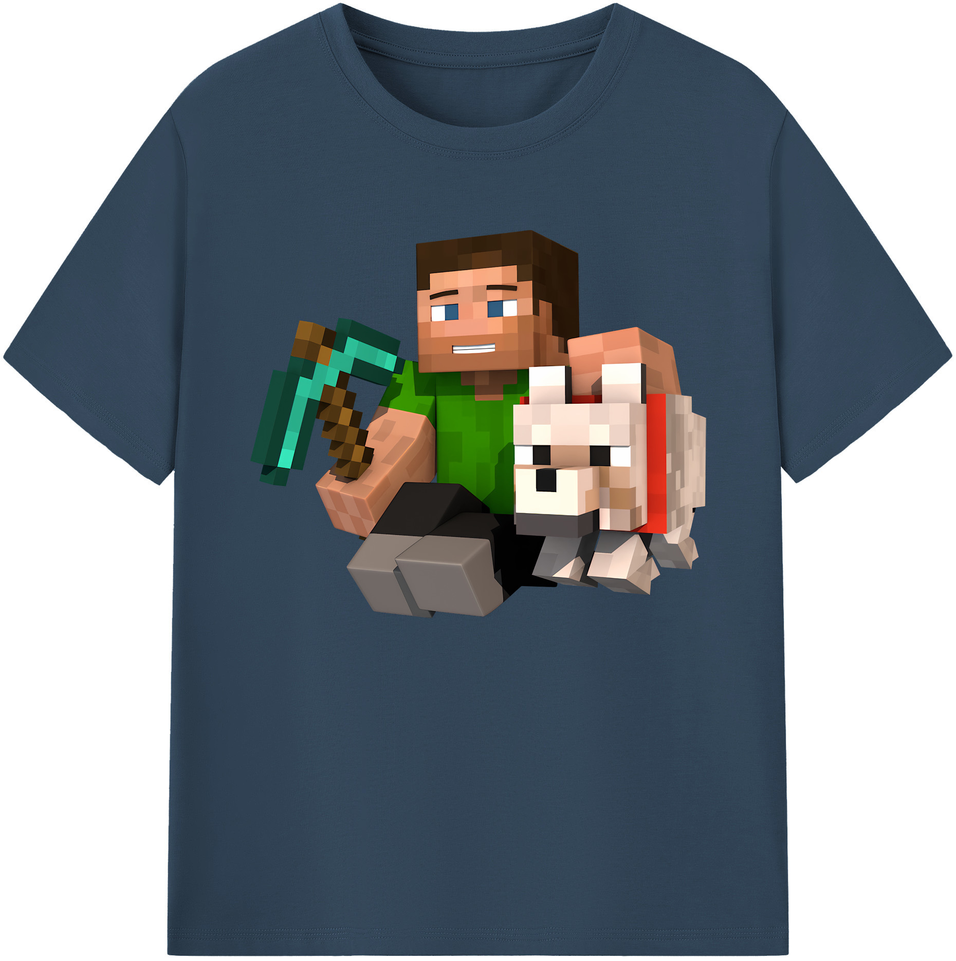 （画像用） マインクラフト ブロックの世界 Minecraft MC Block world 綿100％ メンズ半袖Tシャツ｜肌触りやわらか＆通気性
