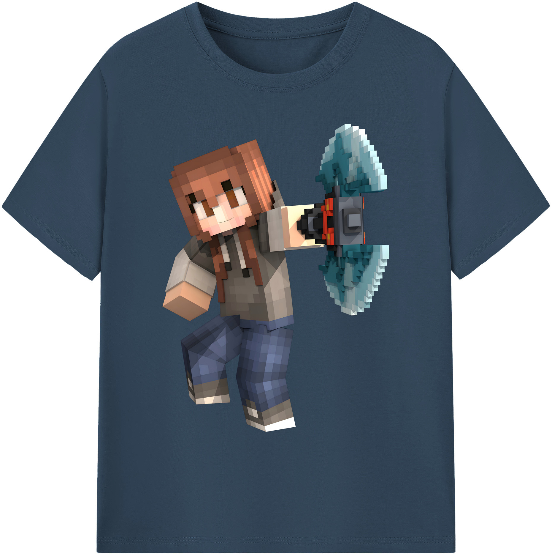 （画像用） マインクラフト ブロックの世界 Minecraft MC Block world 綿100％ メンズ半袖Tシャツ｜肌触りやわらか＆通気性
