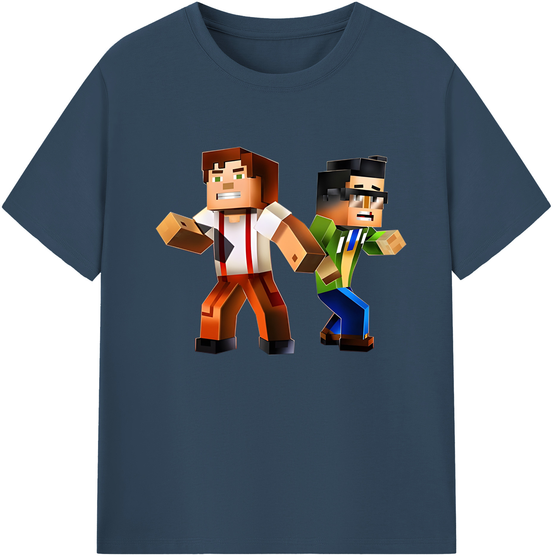 （画像用） マインクラフト ブロックの世界 Minecraft MC Block world 綿100％ メンズ半袖Tシャツ｜肌触りやわらか＆通気性