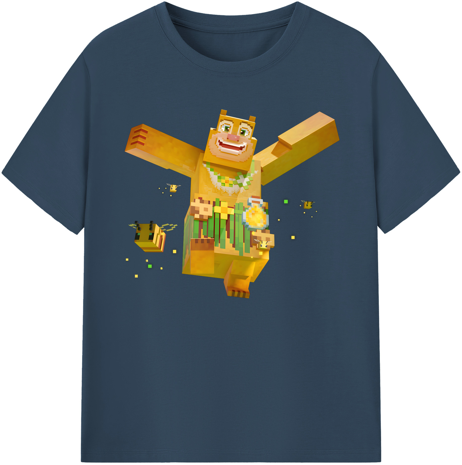 （画像用） マインクラフト ブロックの世界 Minecraft MC Block world 綿100％ メンズ半袖Tシャツ｜肌触りやわらか＆通気性