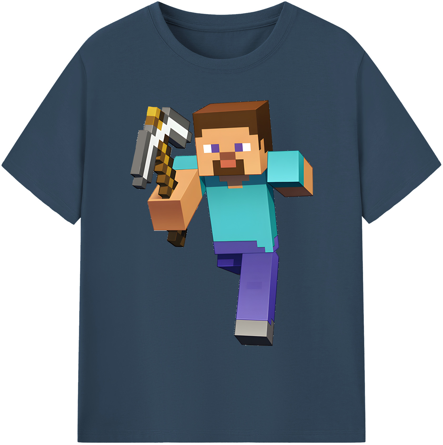 （画像用） マインクラフト ブロックの世界 Minecraft MC Block world 綿100％ メンズ半袖Tシャツ｜肌触りやわらか＆通気性