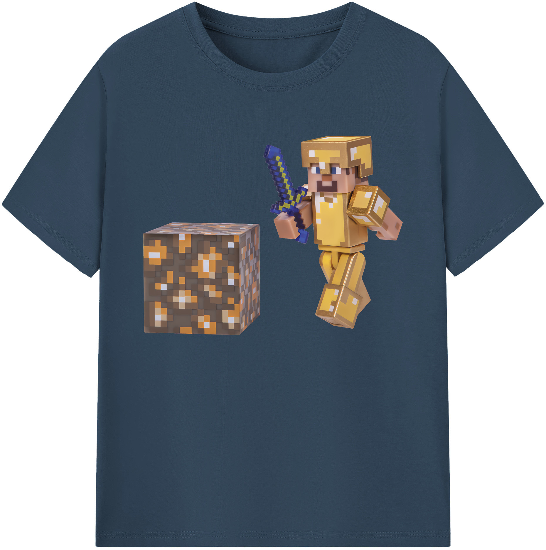 （画像用） マインクラフト ブロックの世界 Minecraft MC Block world 綿100％ メンズ半袖Tシャツ｜肌触りやわらか＆通気性