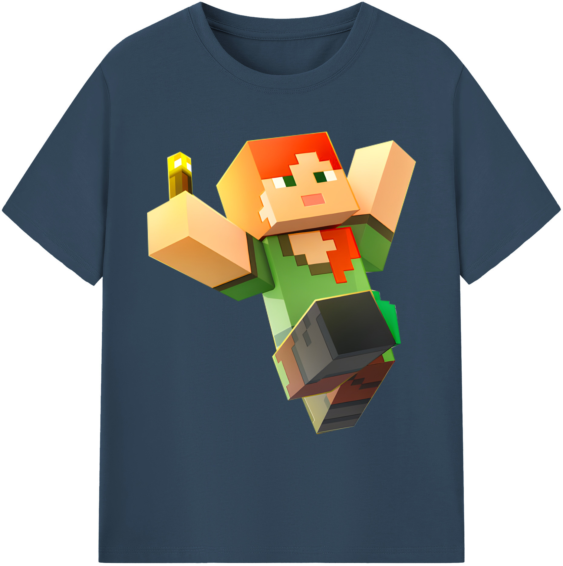 （画像用） マインクラフト ブロックの世界 Minecraft MC Block world 綿100％ メンズ半袖Tシャツ｜肌触りやわらか＆通気性