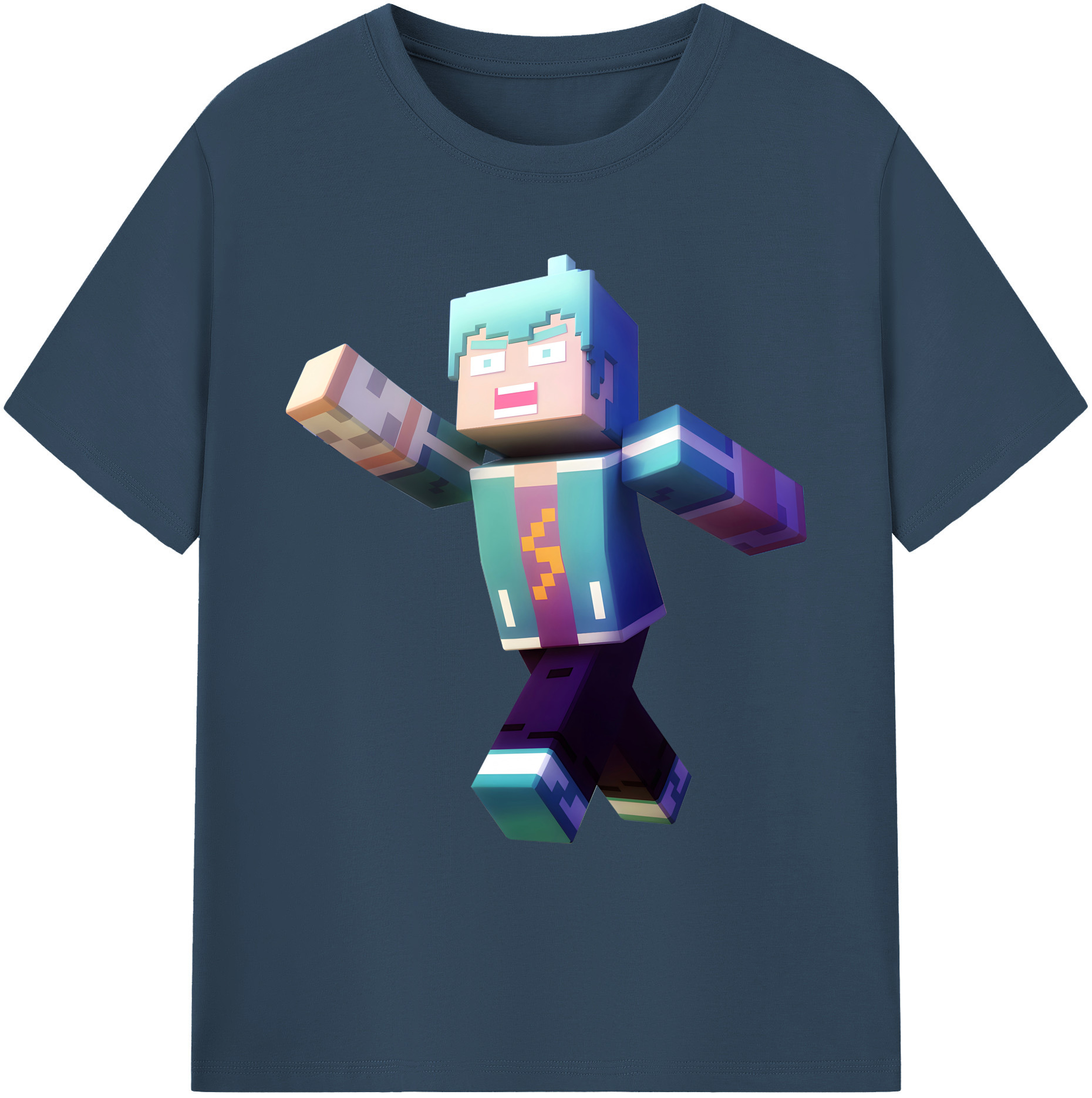 （画像用） マインクラフト ブロックの世界 Minecraft MC Block world 綿100％ メンズ半袖Tシャツ｜肌触りやわらか＆通気性