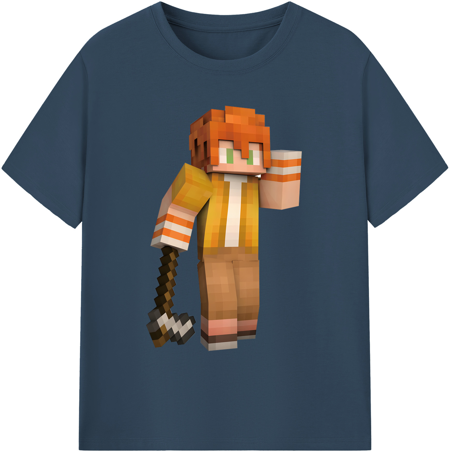 （画像用） マインクラフト ブロックの世界 Minecraft MC Block world 綿100％ メンズ半袖Tシャツ｜肌触りやわらか＆通気性