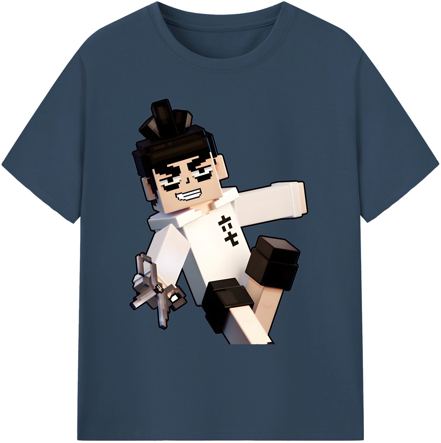 （画像用） マインクラフト ブロックの世界 Minecraft MC Block world 綿100％ メンズ半袖Tシャツ｜肌触りやわらか＆通気性