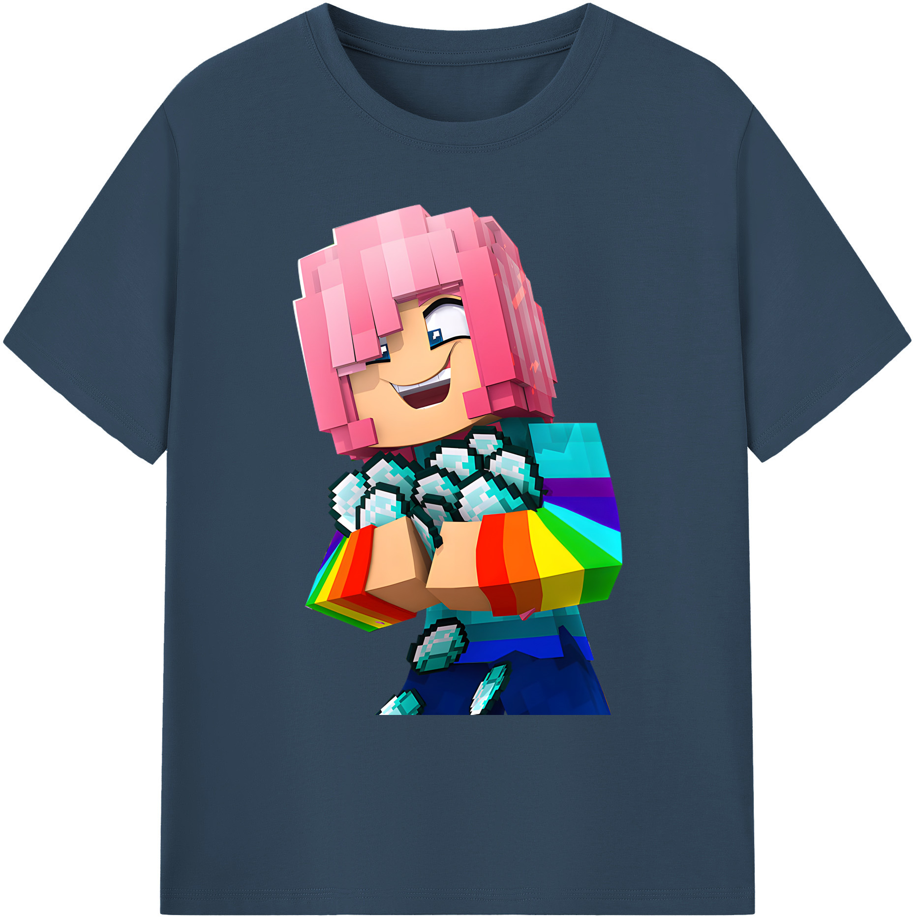 （画像用） マインクラフト ブロックの世界 Minecraft MC Block world 綿100％ メンズ半袖Tシャツ｜肌触りやわらか＆通気性