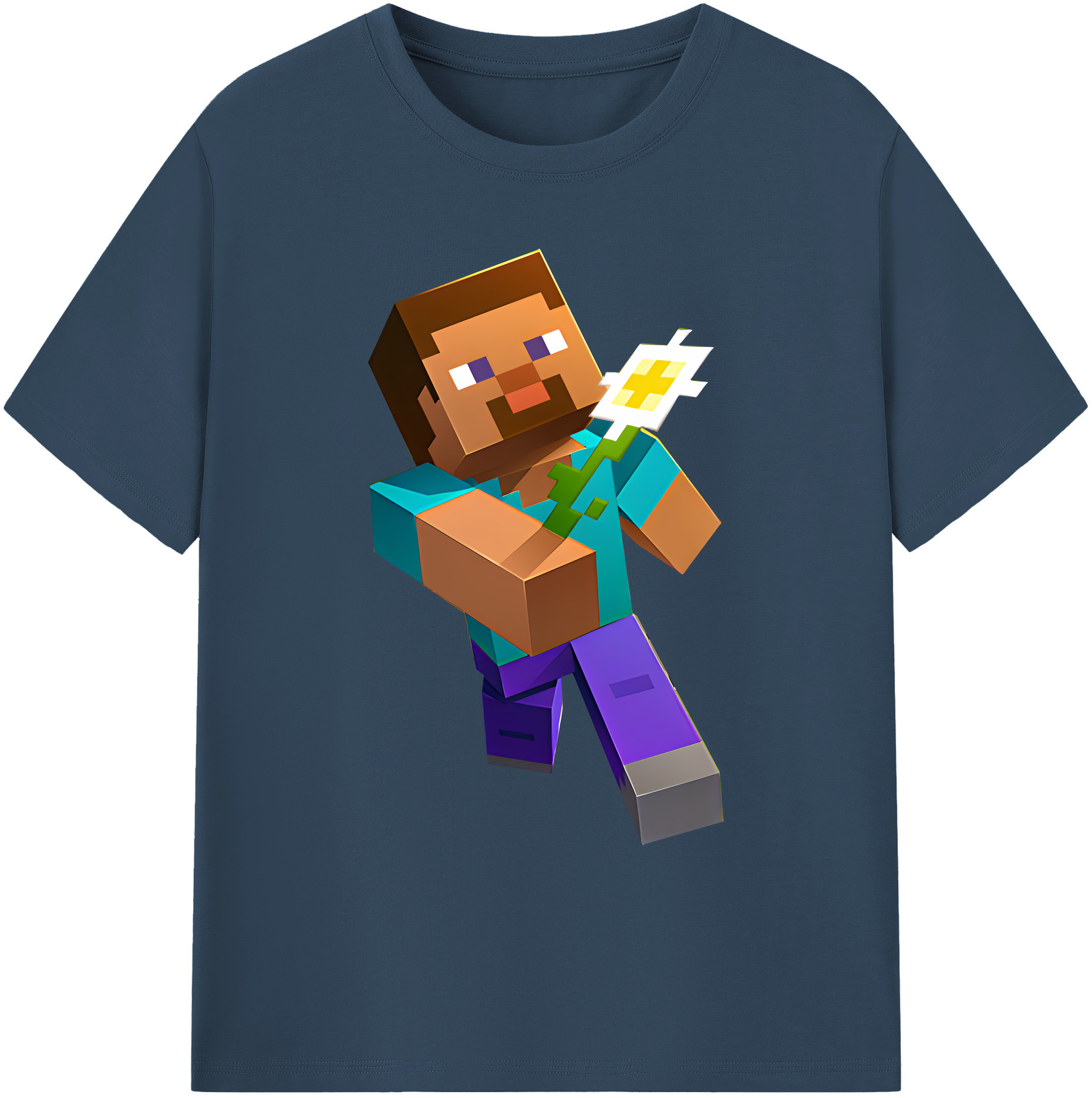 （画像用） マインクラフト ブロックの世界 Minecraft MC Block world 綿100％ メンズ半袖Tシャツ｜肌触りやわらか＆通気性