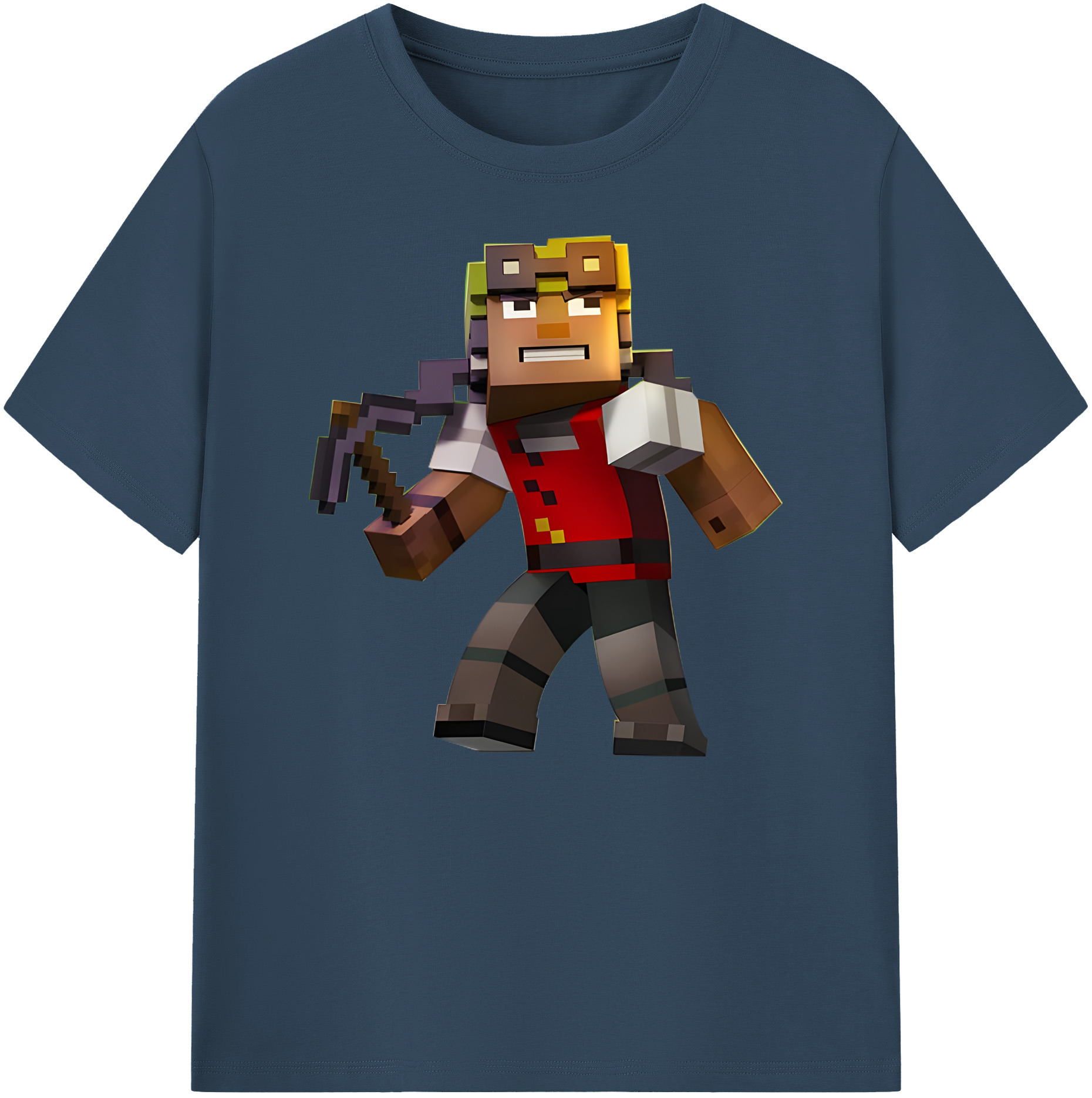 （画像用） マインクラフト ブロックの世界 Minecraft MC Block world 綿100％ メンズ半袖Tシャツ｜肌触りやわらか＆通気性